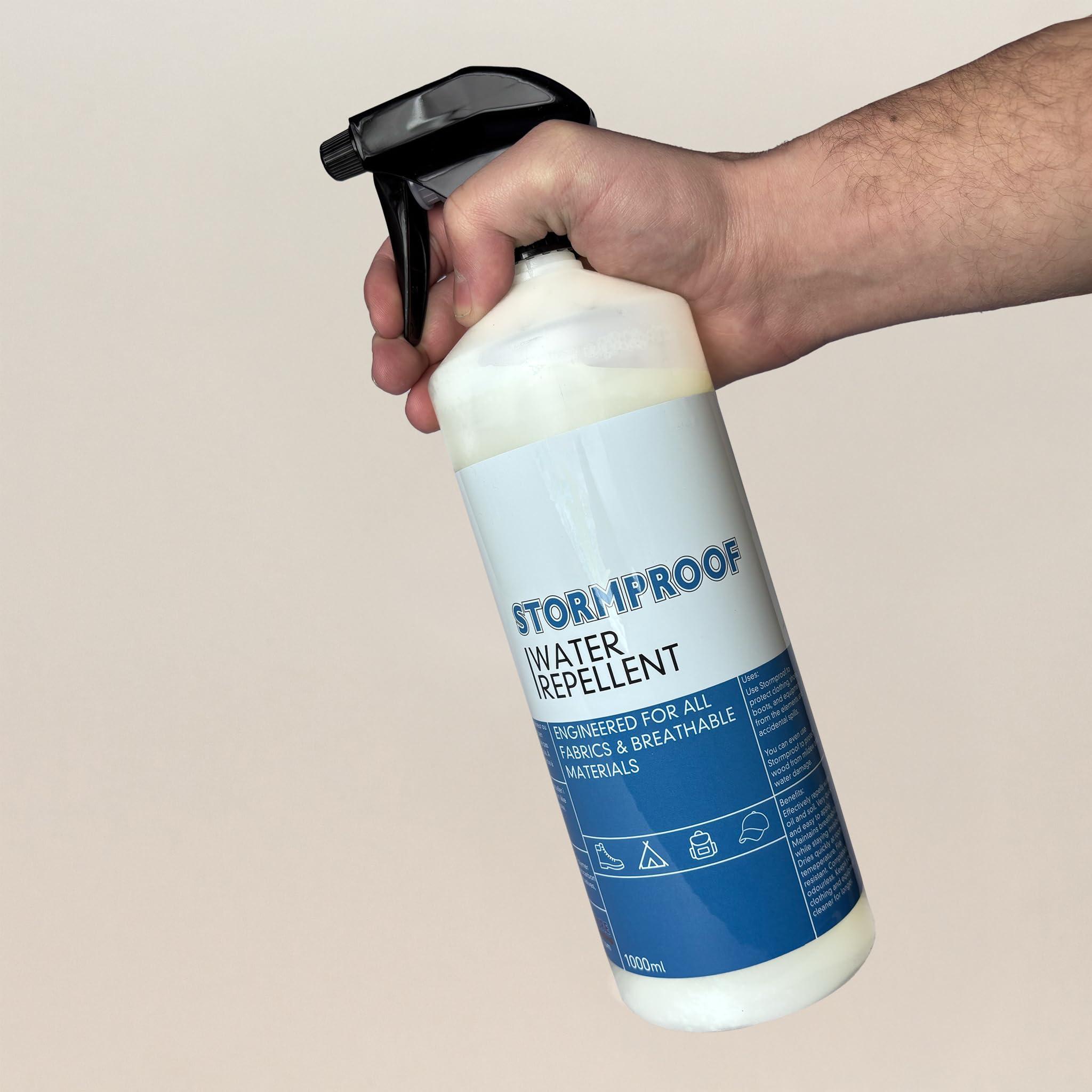 Stormsure Stormproof Ultimate Waterproofing Spray - Repels Water, Oil, Stains for Outdoor Gear, Clothing & Footwear - Breathable, Ideal for Camping & Hiking (1 Litre)