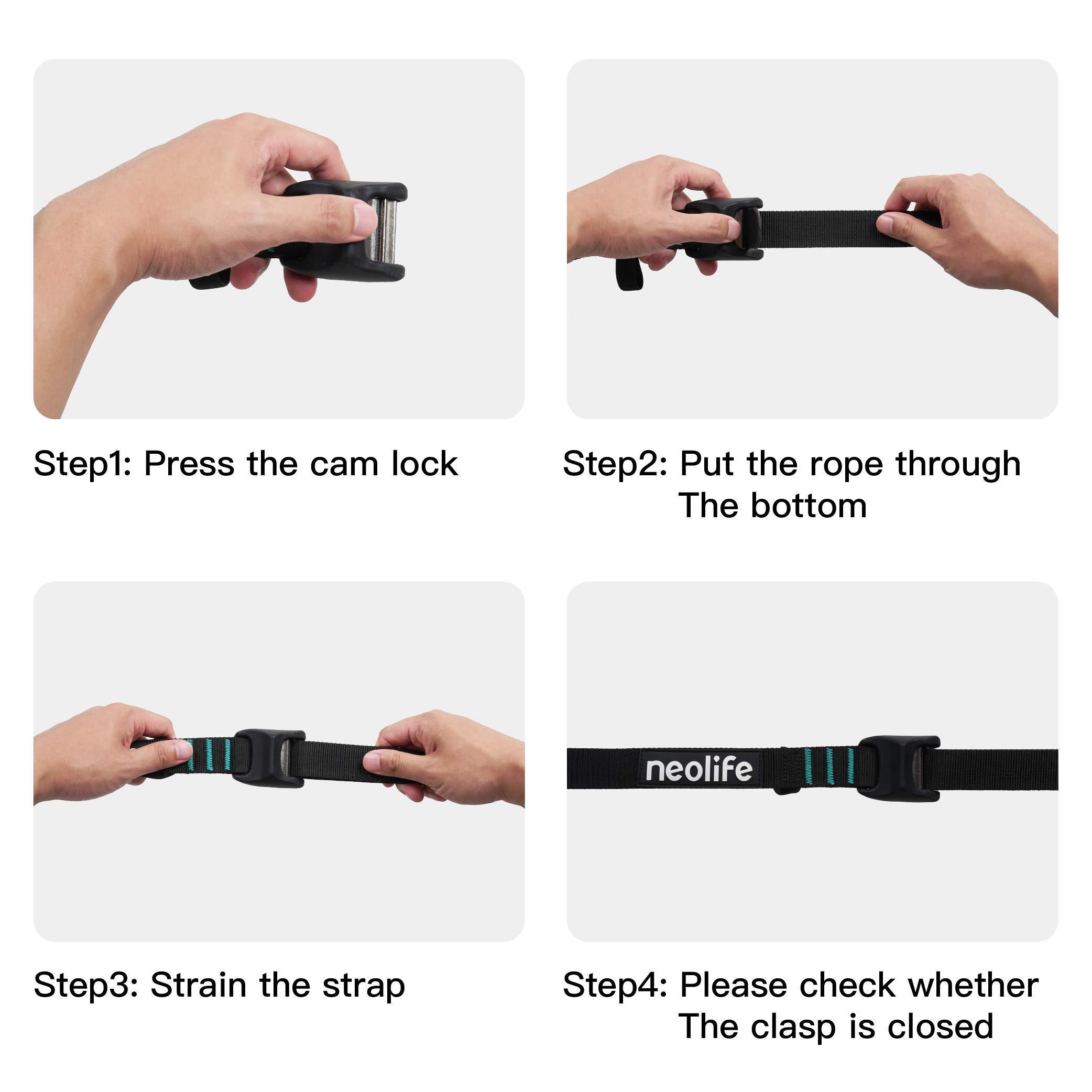 WONITAGO WONITAGO Premium 'No Scratch' Silicon Tie Down Cam Straps for Surfboards, Kayaks, SUP Paddleboards, Canoes, Snowboards 12ft (Pair)