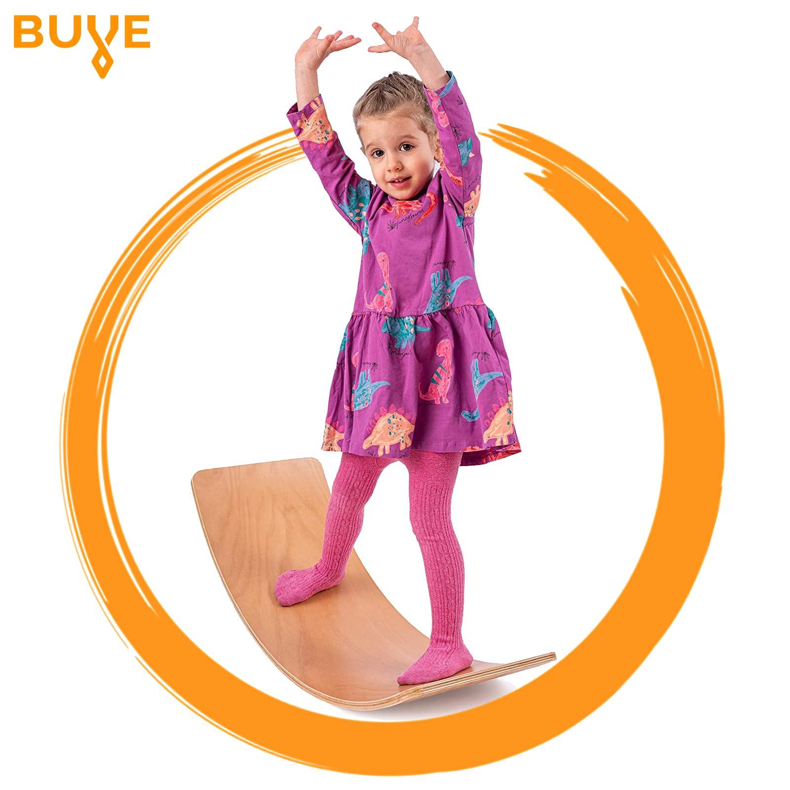 Buve Balance Board Wobble Board - Balance Boards for Adults - Wooden Wobble Balance Board for Kids and Toddler - Yoga Board - Rocker Board - Natural Solid Wood Curvy Board 36\"