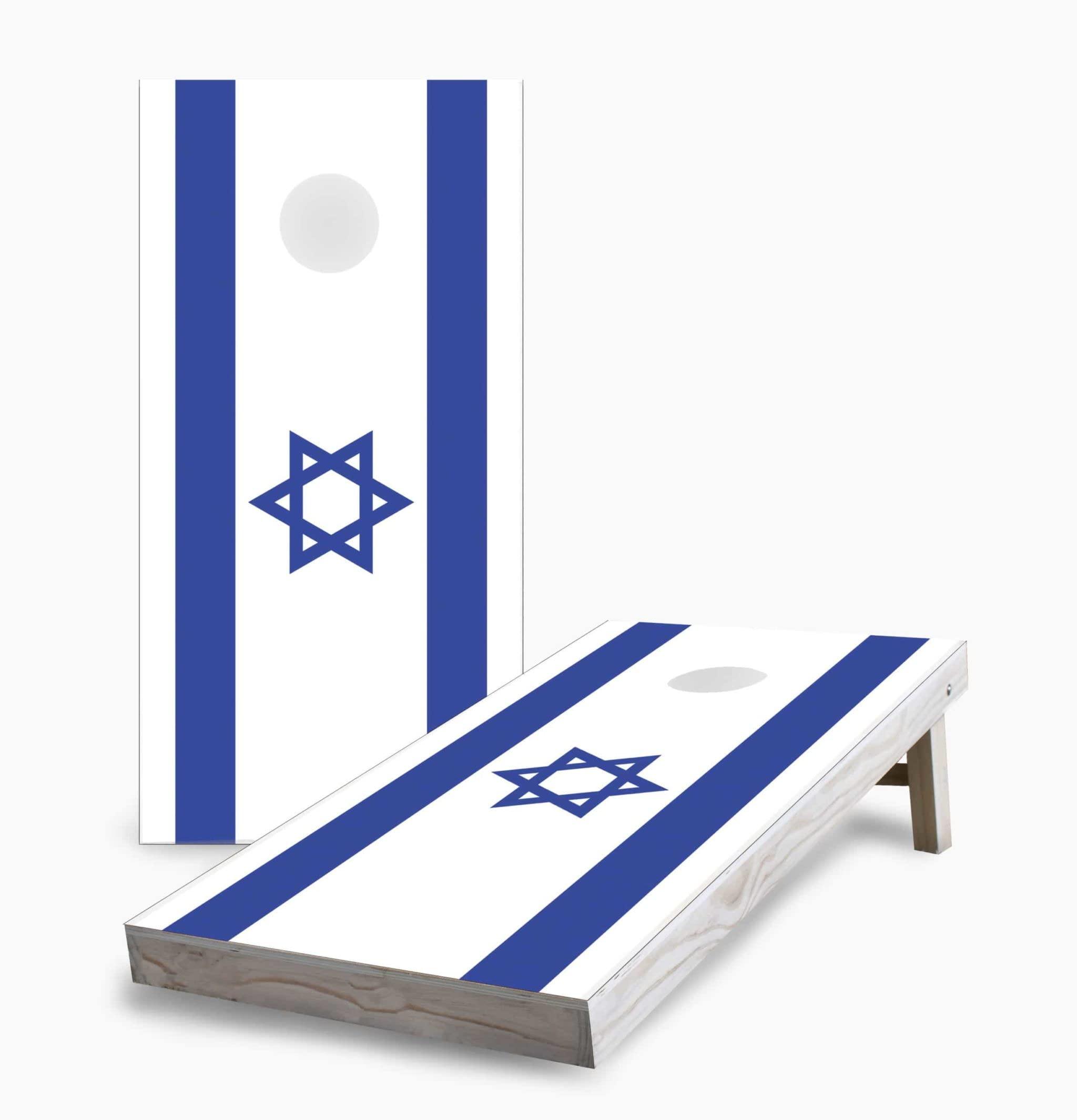 Skip's Garage Skip's Garage Israeli Flag 2x4 Cornhole Boards - Corn Filled Bags - Include Case + Score Combo