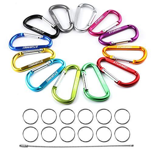 STURME 3\" Aluminum D Ring Carabiners Clip D Shape Spring Loaded Gate Small Keychain Carabiner Clip Set for Outdoor Camping Mini Lock Snap Hooks Spring Link Key Chain Durable Improved 12 PCS (Fuschia)