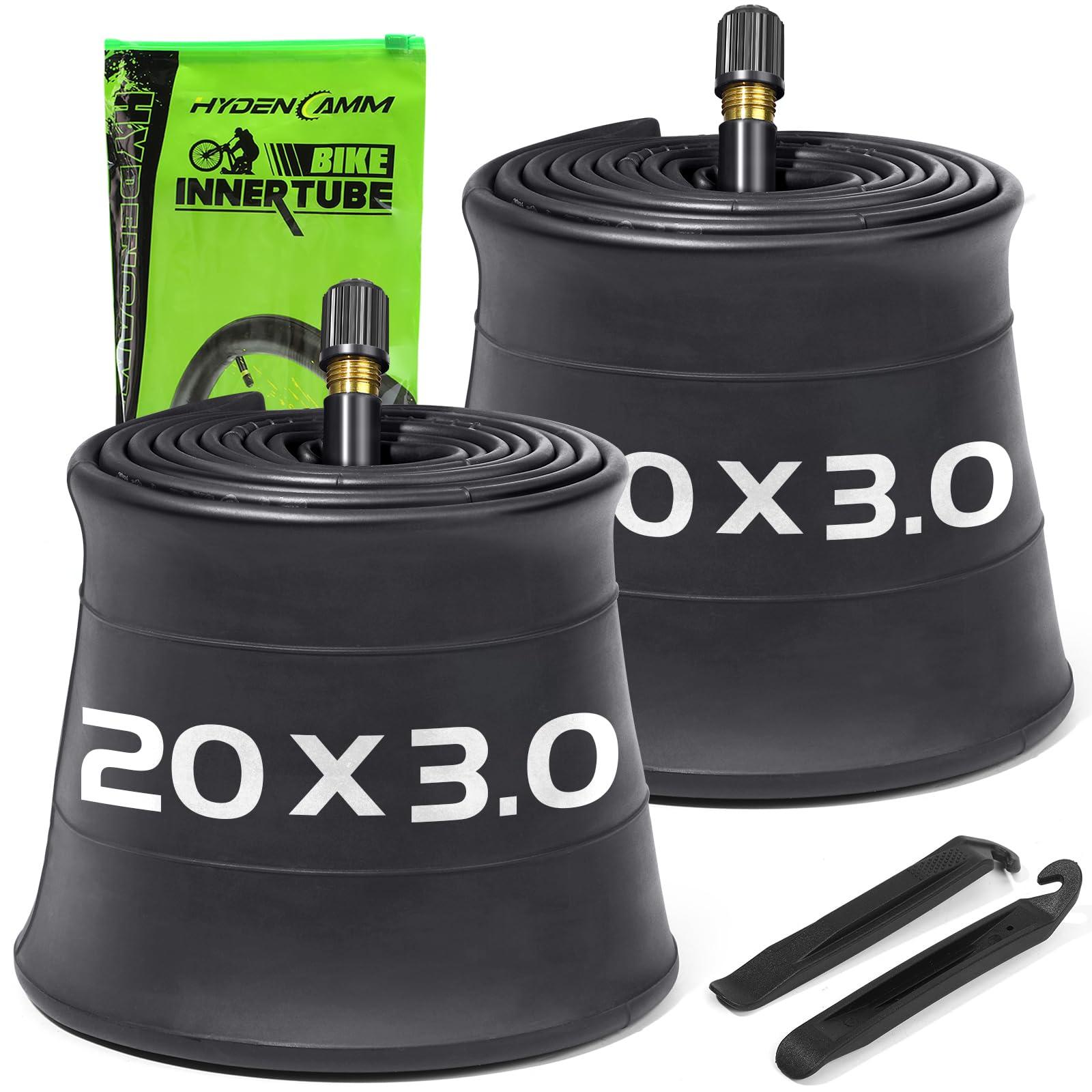 Hydencamm 2 Pack 20x3 Fat Tire Bike Inner Tubes, 20" Fat Bike Tubes 20 X 3.0/3.50 AV Schrader Valve with 2 Tire Levers, Inner Tube Compatible with 20X3.0 20 X 3.30 20 X 3.5 for Road/Mountain/E Bike by Hydencamm