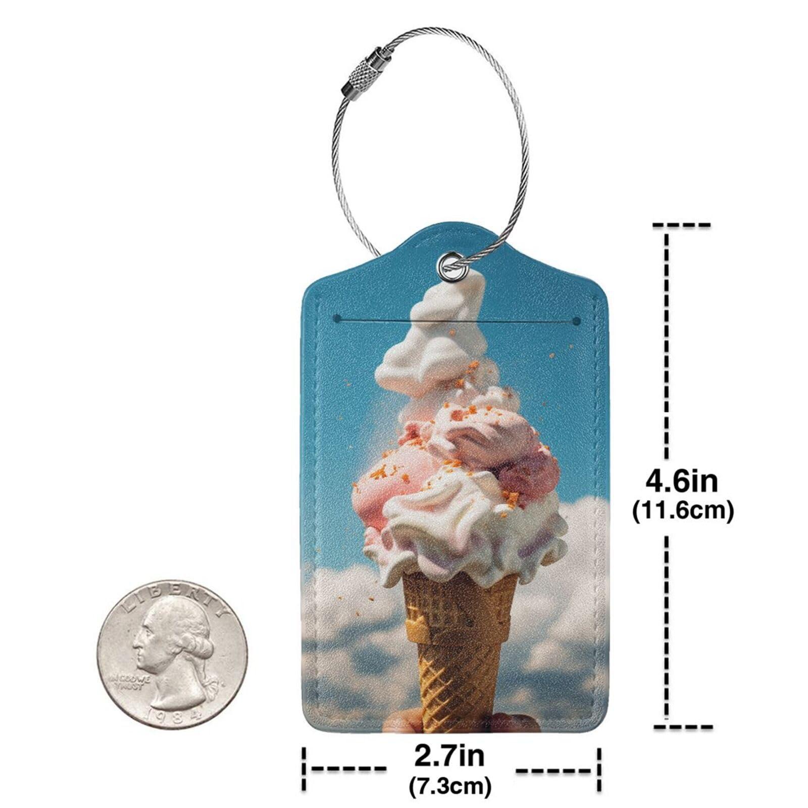 GFLFMXZW Leather Luggage Tags 4 PCS Luggage Tags for Suitcase Cloudy Ice Cream Luggage Tag with Privacy Cover Leather Name ID Label Suitcase Tags Suitcase Labels Suitcase Tag for Travel Bags