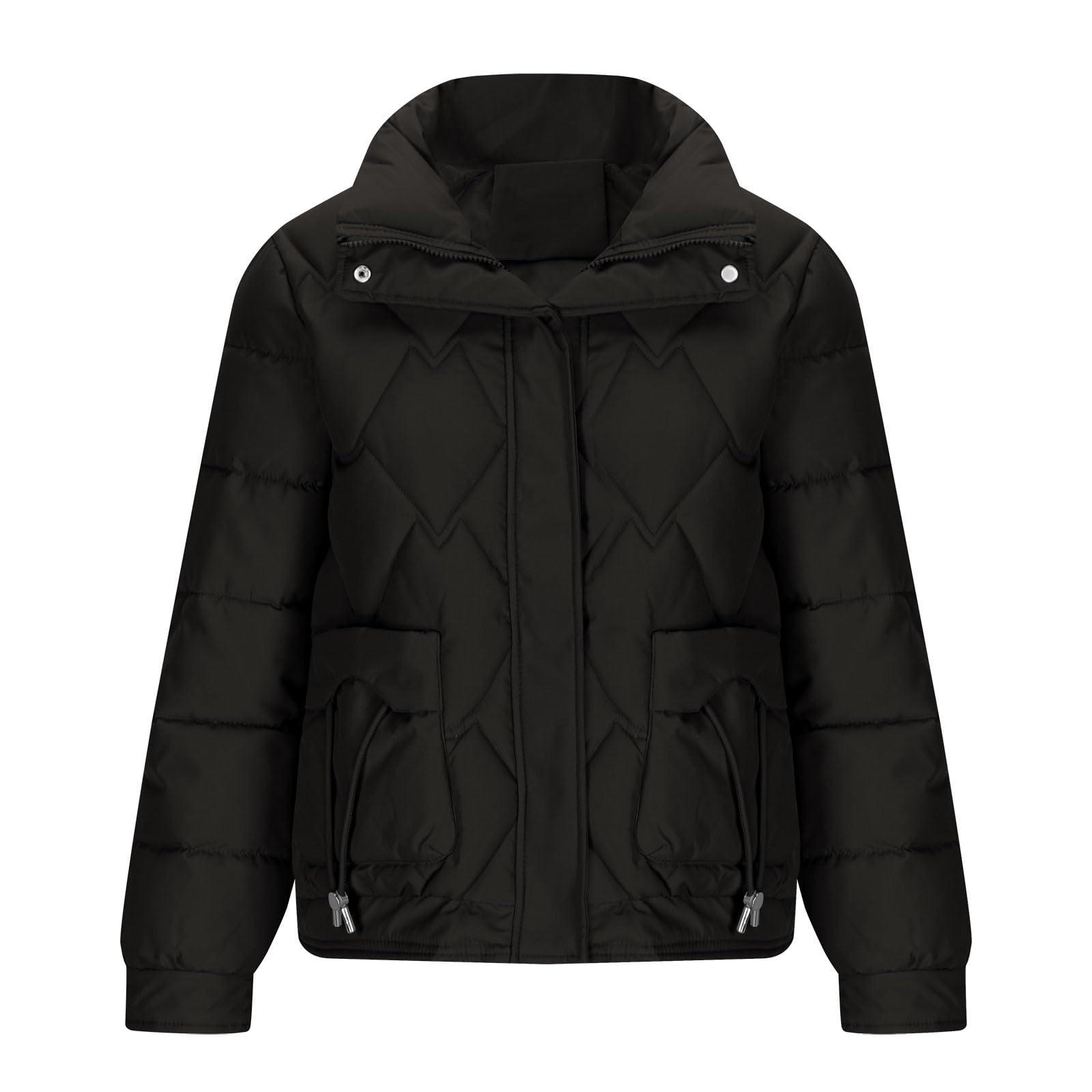 Lmdudan Lmdudan Womens Lightweight Puffer Jacket 2024 Warm Long Sleeve Quilted Padded Coat with Pockets Zipper Thickened Outerwear