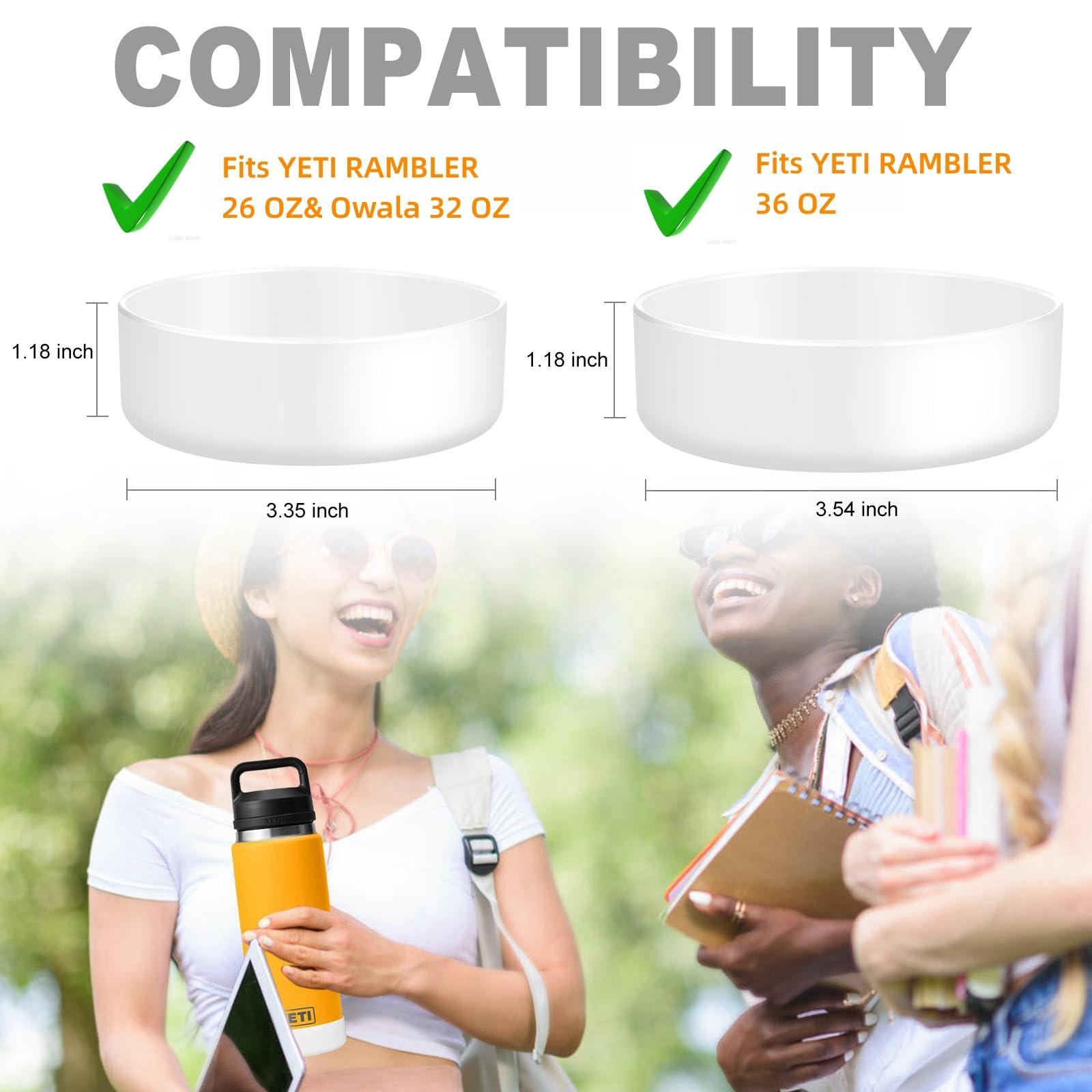 VGHNQ VGHNQ Silicone Sleeve for YETI, Owala Water Bottles, Bottom Boot for YETI 26 36 OZ, Boot Cover for Owala 32OZ, Boots Rambler Water Bottle Accessories (White, Fits YETI 36 OZ Rambler Bottle)