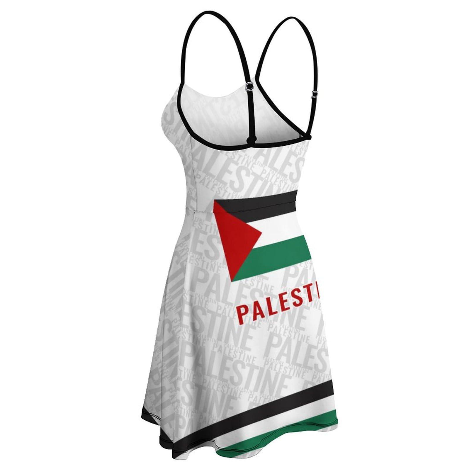RIVNGJDE15152 Palestinian Free Palestine Casual Womens Mini Dress Club Party Slip Tank Dress Adjustable Strap Sundress M