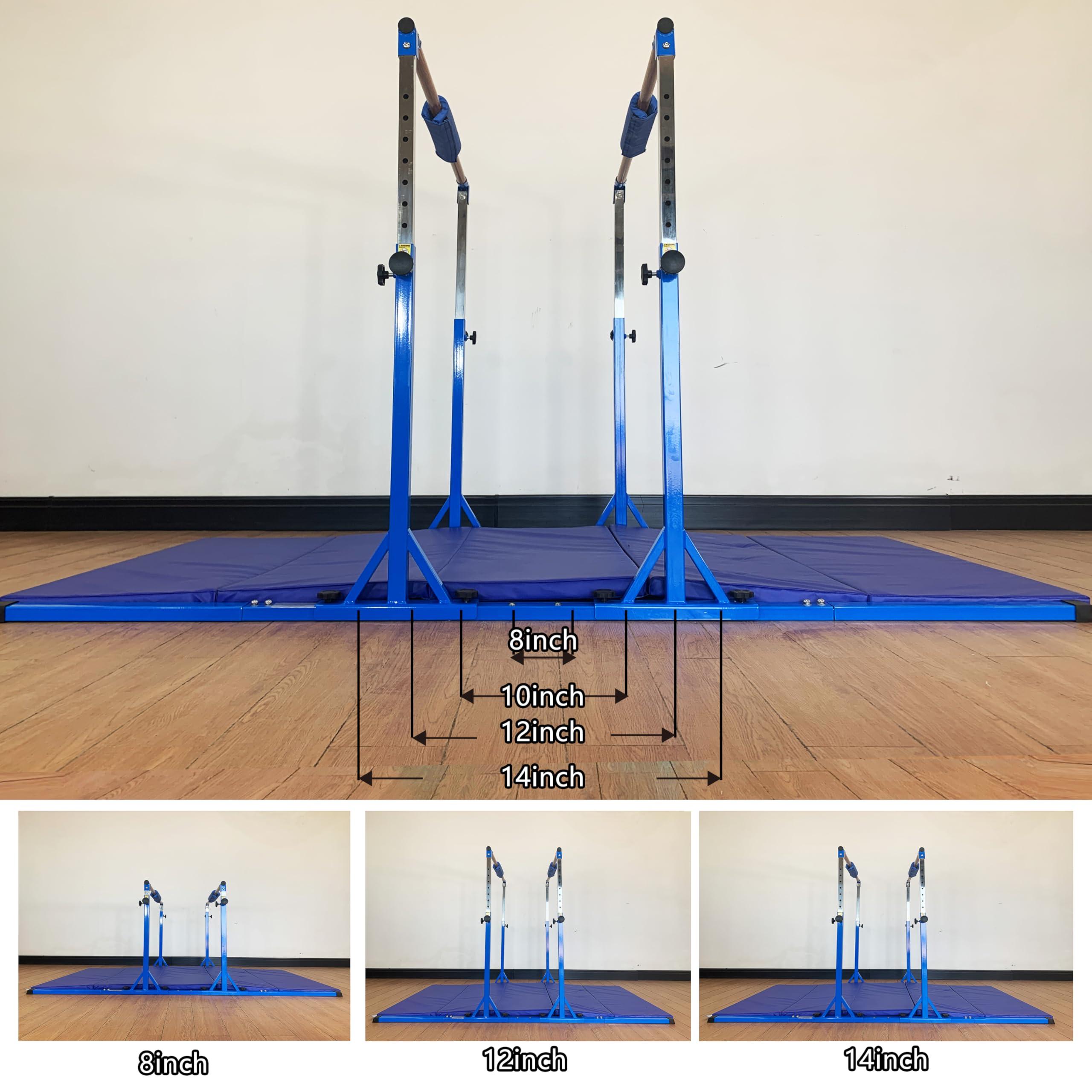 MARFULA MARFULA Gymnastics Double Horizontal Bars 3Play Gymnastic Parallel Bars Uneven Bars with Mat Gymnastics Training Bar with 304 Stainless Steel Regulating Arms & Fiberglass Rail for Home Club Use