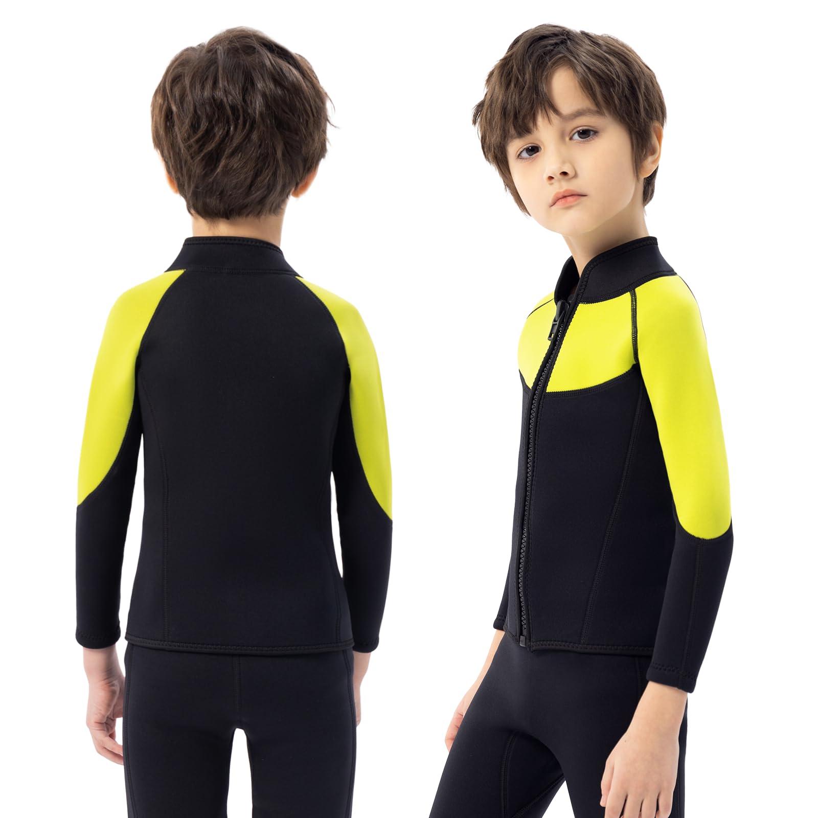 INTBOSS Intboss Kids Wetsuit Top 3mm Wet Suit Jacket for Boys and Girls 3T 4 T Toddlers Wetsuit Jacket 2mm Youth Size 6-14