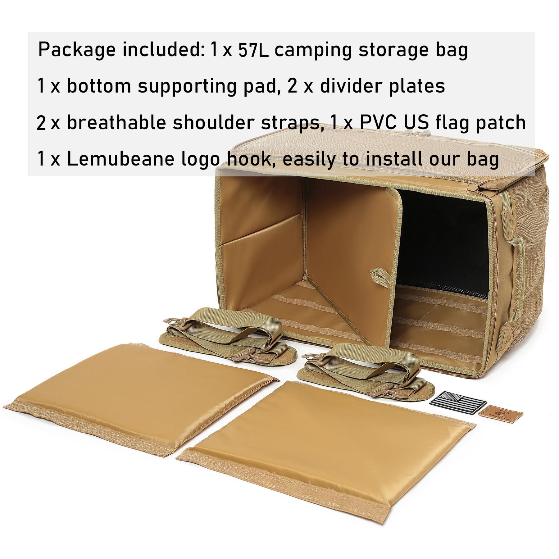 Lemubeane Lemubeane Tactical Camping Storage Bag Utility Tote Bag Organizer with Axe Holder & Shoulder Strap (Coyote Brown, X-Large (57L))