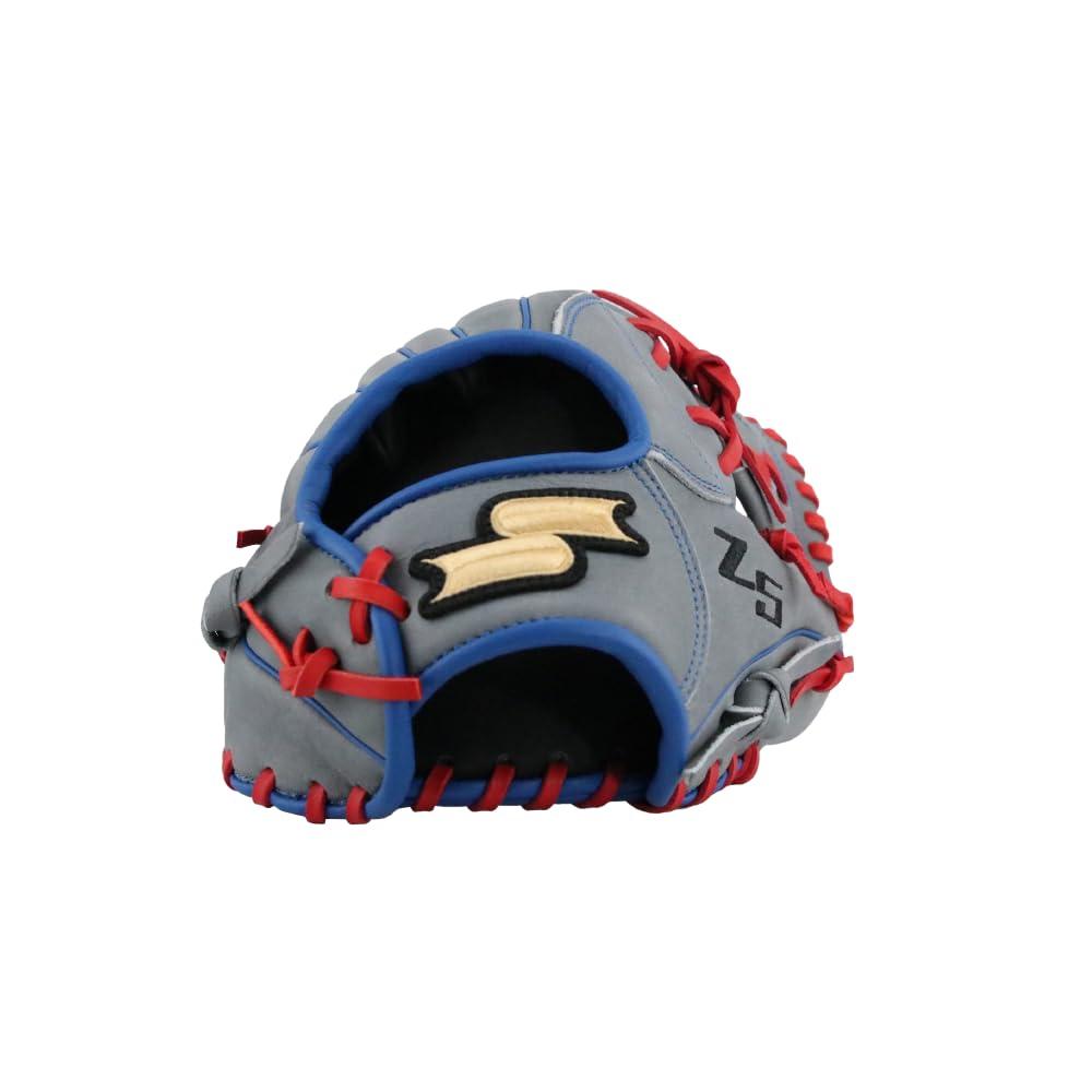 SSK SSK Z5 Craftsman Youth Baseball Glove 10.5 11 11.25 11.5 Right & Left Hand Throw (Grey/RYL/Red - One-Piece Web, 10.5\" - Left Hand Throw)