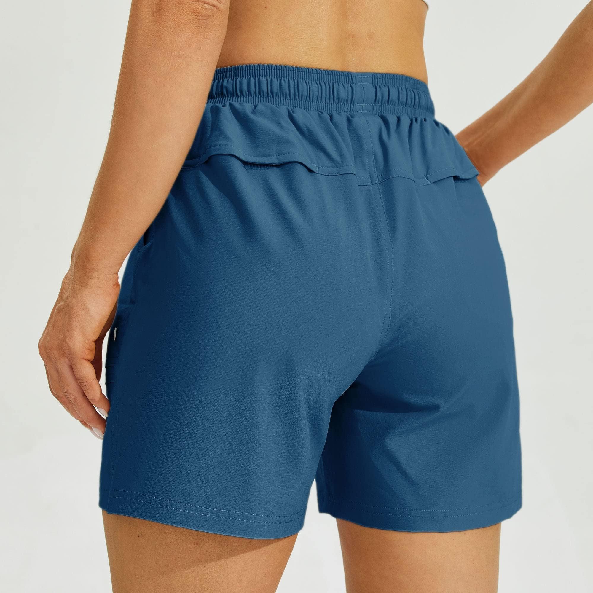 Willit Willit Women's 5" Hiking Shorts Golf Athletic Outdoor Shorts Quick Dry Workout Summer Water Shorts with Pockets Blue Ashes XXL