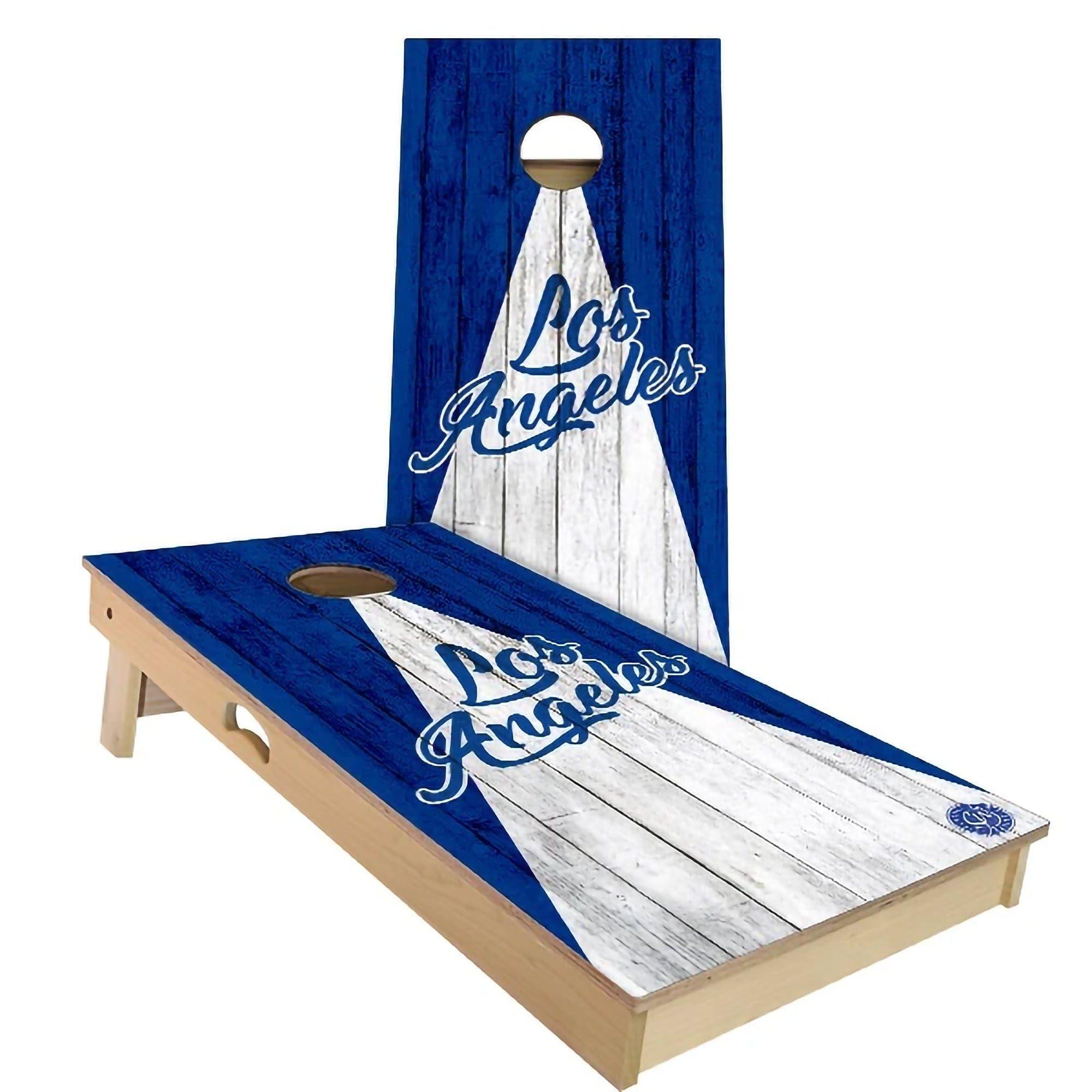 Skip's Garage Skip's Garage Los Angeles Triangle Themed #1 Baseball Cornhole Set - Backyard 2x4 (Weather Bags) - Include Case + Hole + Edge