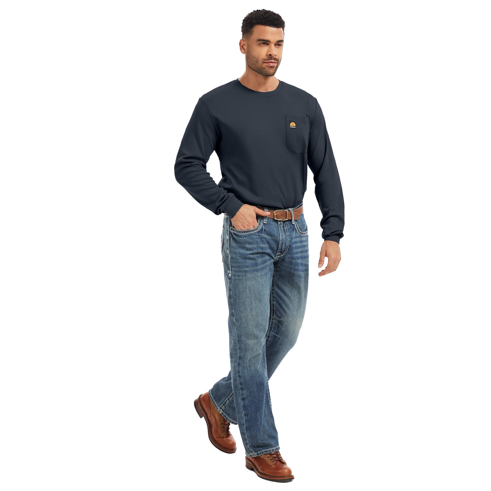 WORKWEYA WORKWEYA FR Shirts for Men 6.5oz Flame Resistant Shirt Lightweight NFPA 2112 Long Sleeve Shirt Blue