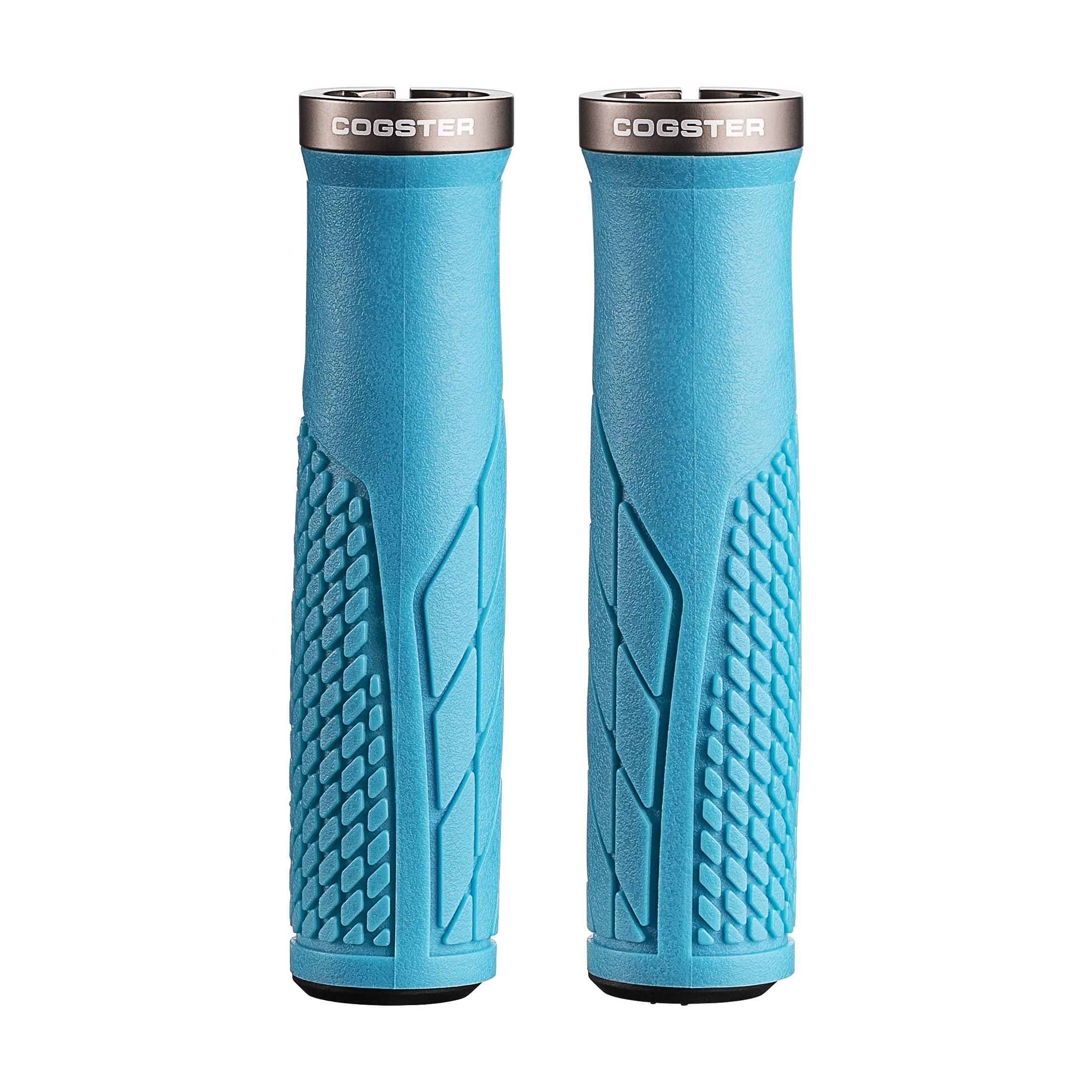 COGSTER COGSTER Elega Bike Handlebar Lock-on Grips, Lightweight Rubber Grips for XC, MTB, BMX Bikes (Turquoise)