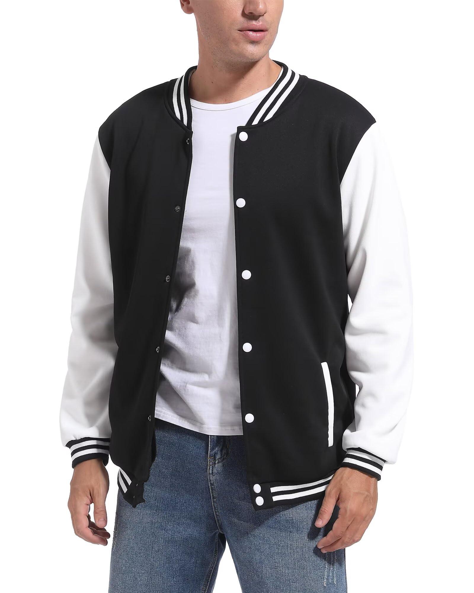 DHSPKN DHSPKN Men's Varsity Baseball Jackets Causal Slim Fit Varsity Letterman Jacket Boys Bomber Jackets Black XXS