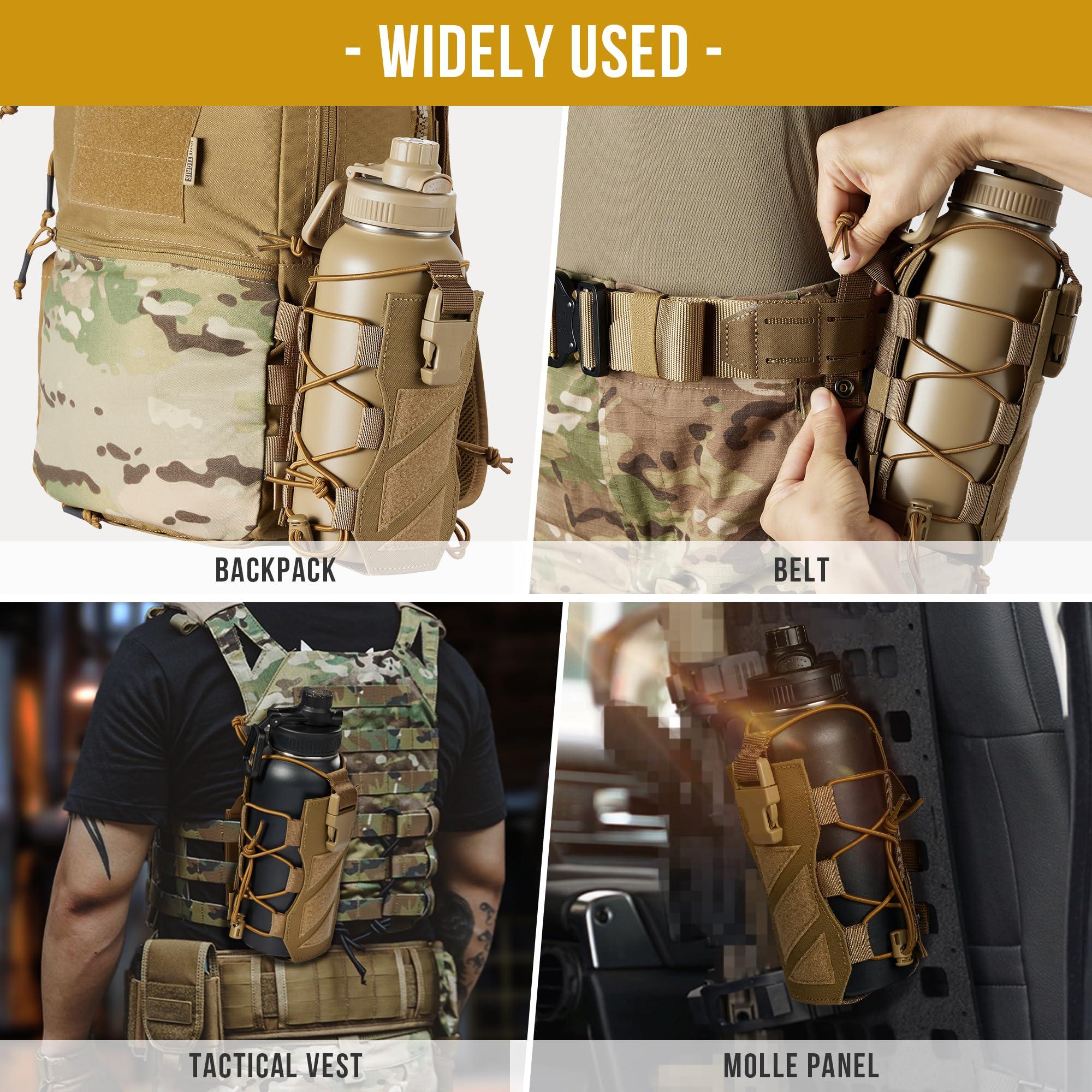 OneTigris OneTigris HUNTERZ Water Bottle Holster, Adjustable 10 to 32oz Hydration Flasks Holder Carrier for Hydro Flask & Nalgene & Contigo Bottle, Brown