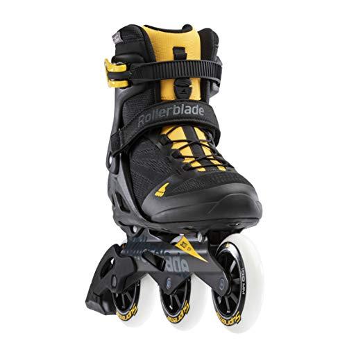 Rollerblade Rollerblade Macroblade 100 3WD Mens Adult Fitness Inline Skate, Black and Saffron Yellow, Performance Inline Skates