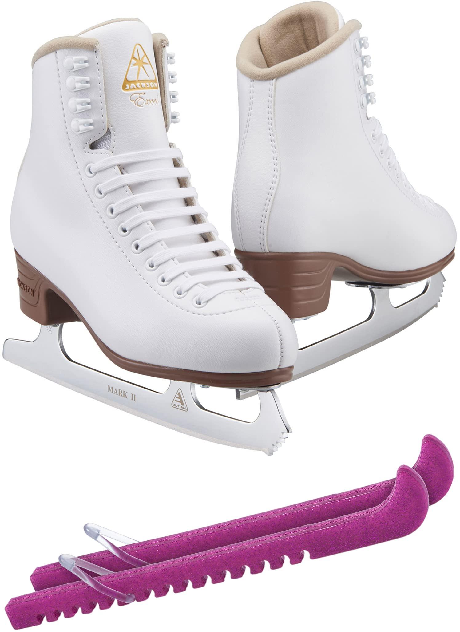 SKATE GURU Jackson Ultima Figure Ice Skates EXCEL JS1290 / Medium to Wide/Adult 9.5 Bundle with Guardog Skate Guards