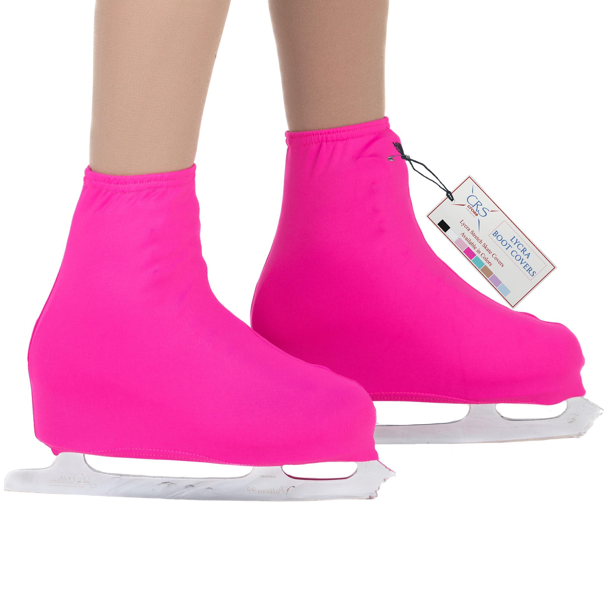 CRS Cross CRS Cross Skating Boot Covers Lycra Skate Covers. Performance Ready Protection for Figure Skates, Ice Skating, Roller Skates. (Power Pink, Youth)