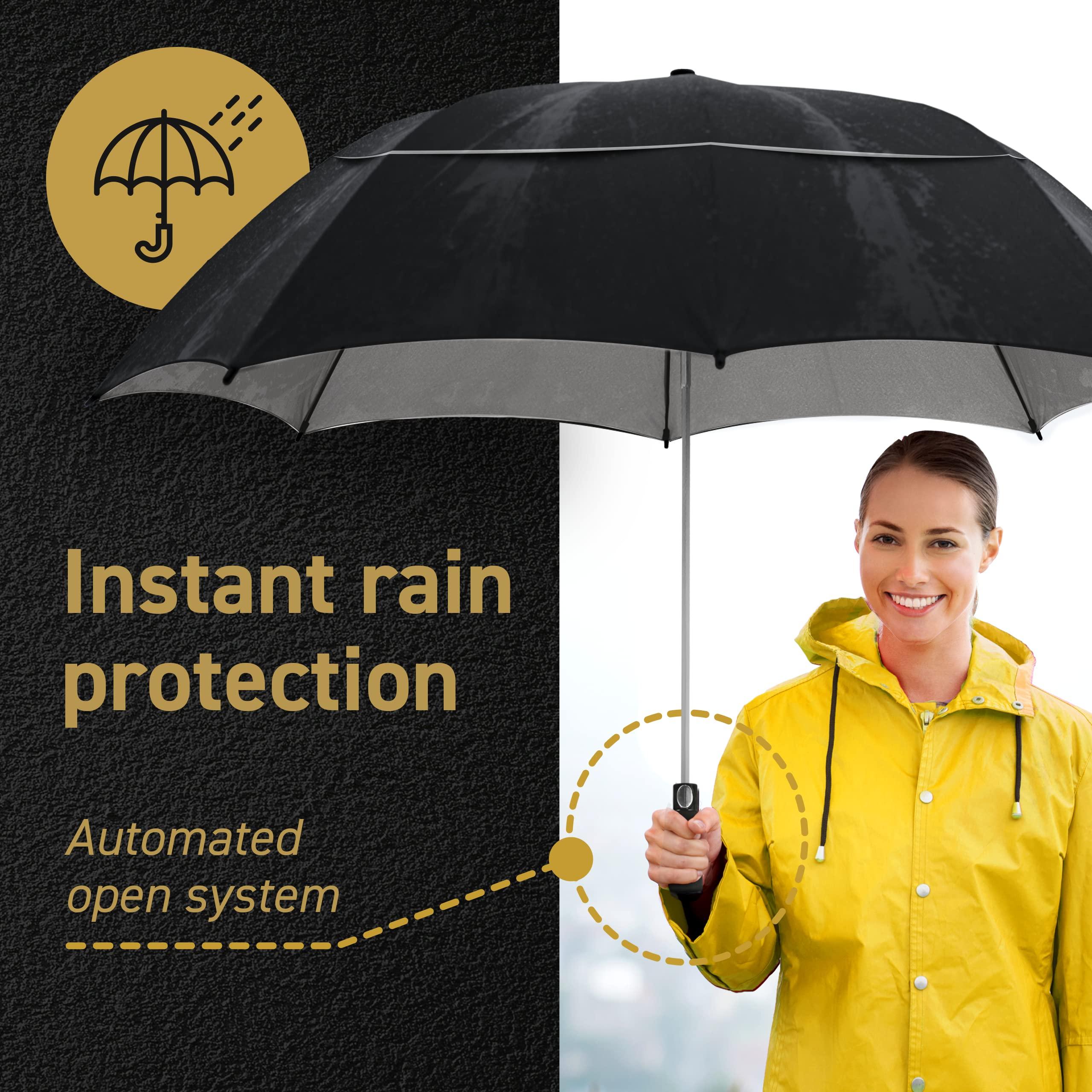 EEZ-Y EEZ-Y Golf Umbrella - 58 Inch Windproof Rain Umbrellas w/Double Canopy - Compact, Portable & Break Resistant for Travel Black