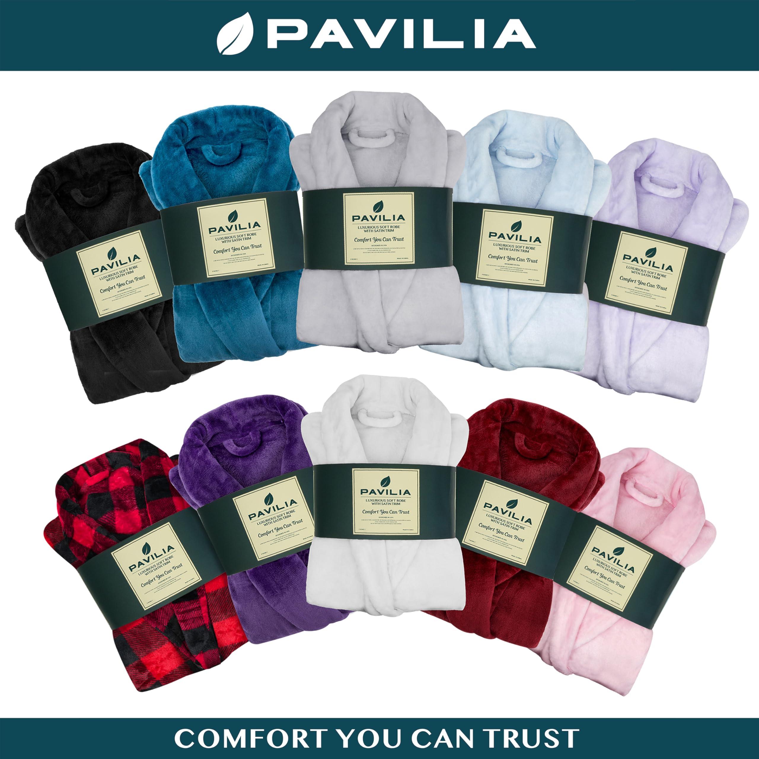 PAVILIA PAVILIA White Women Robe Fleece Plush Soft, Fluffy Fuzzy Cozy Warm Lightweight Bathrobe, Shower Spa House Long Robe for Women, L/XL