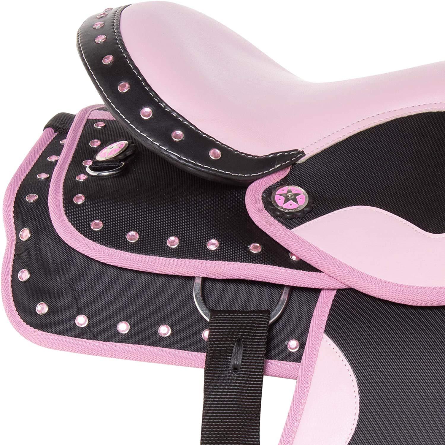 Deen, Enterprises Deen, Enterprises Youth Child Synthetic Western Pony Miniature Horse Saddle Tack Get Matching Headstall, Breast Collar & Saddle Pad Size 10\" to 12\" Inches Seat Available (11\" Inches seat)