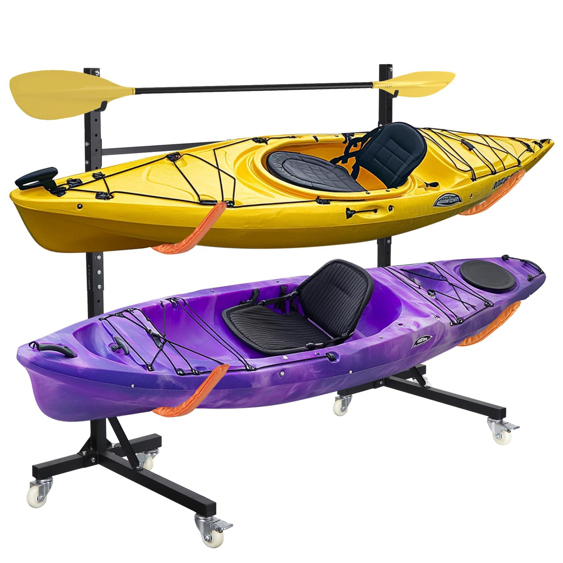Neorexon Neorexon Freestanding Kayak Storage Rack, Kayak Racks for Outdoor Storage 2 Kayak, Kayak Stand Heavy Duty Storage for Kayaks, Canoes, SUP and Surfboards