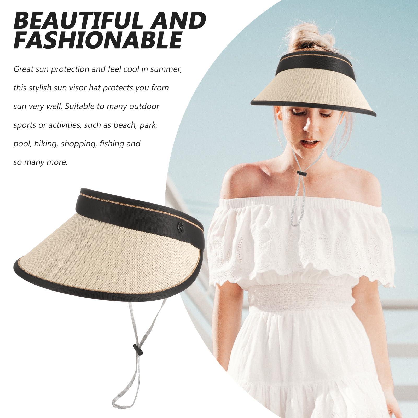 WRITWAA Packable Straw Sun Hat for Women - Wide Brim Uv Protection Visor, Foldable Beach Hat for Summer Outdoor Activities