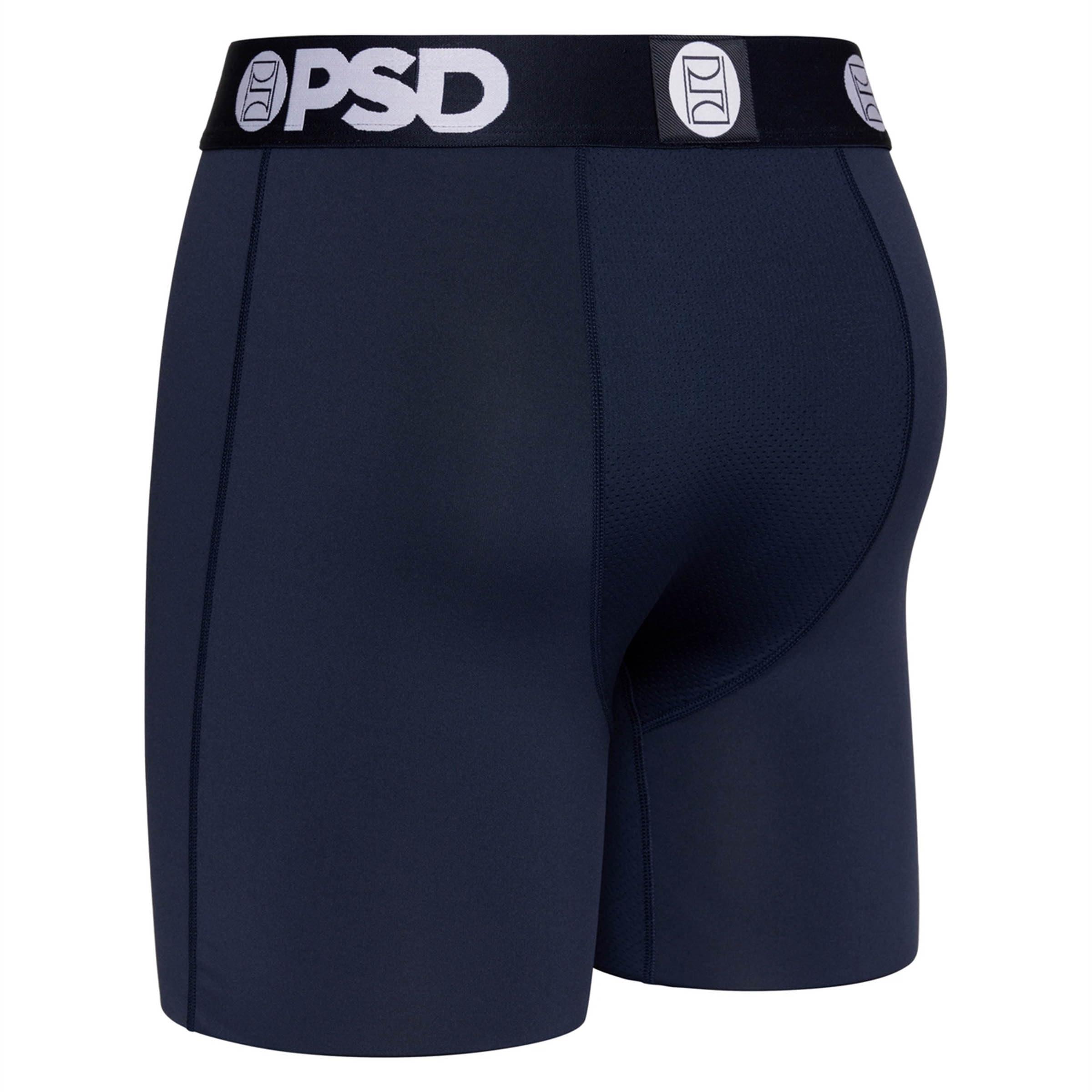 PSD PSD Mens Boxer Briefs - Navy Solid, 7 Inch Inseam, Moisture-Wicking, 4-Way Stretch, Boxer Briefs for Men Pack