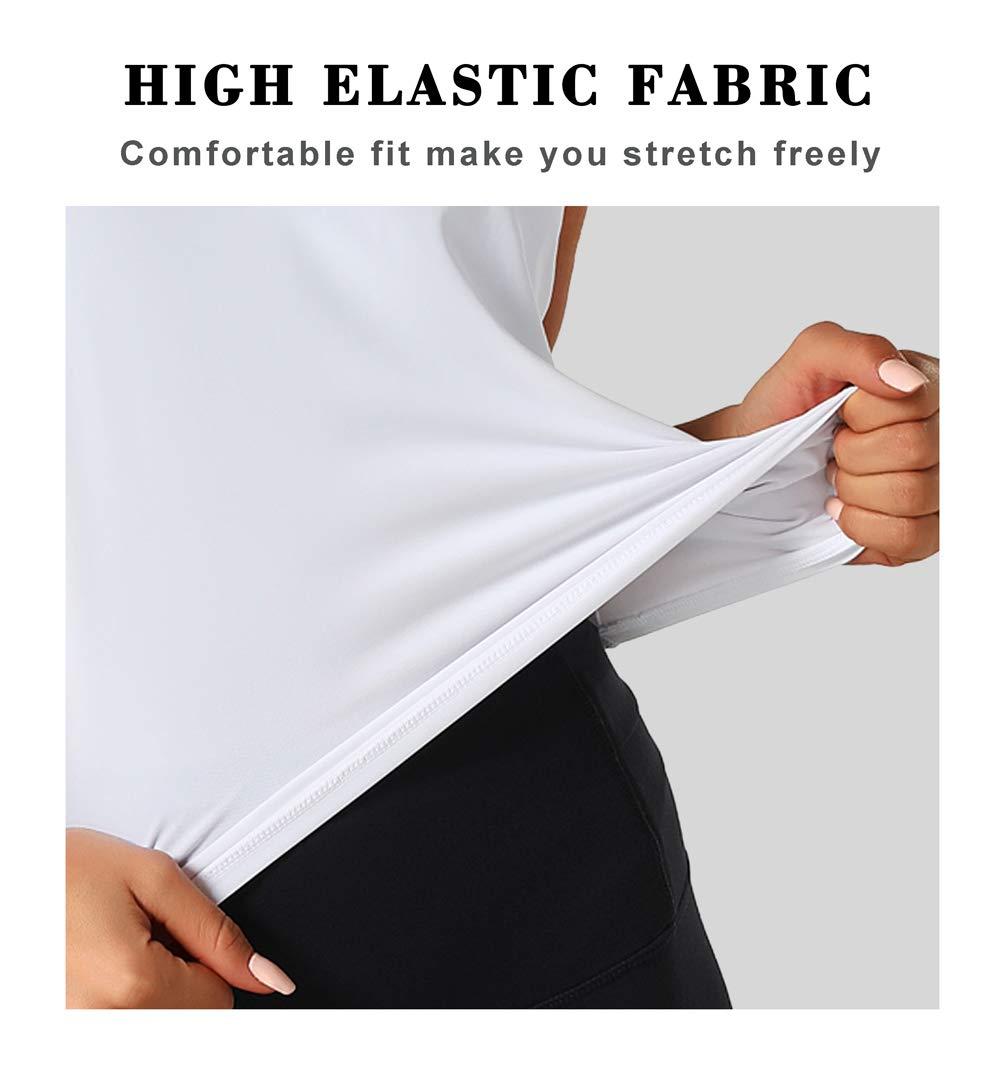 Dragon Fit Dragon Fit Women Sleeveless Yoga Tops Workout Cool T-Shirt Running Short Tank Crop Tops (White, X-Small)