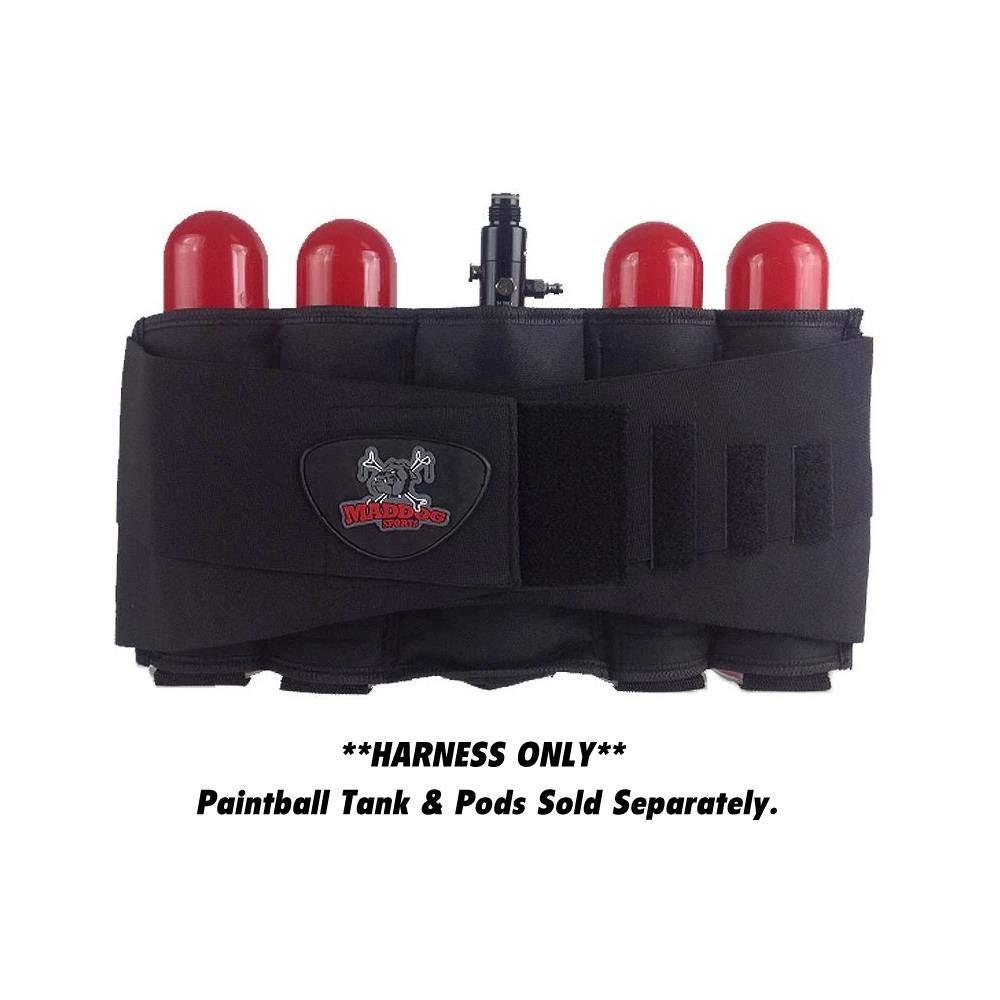Maddog Maddog 4+1 Vertical Paintball Harness Pod Pack | Paintball Pod Holder Belt with Pouch for up to 88ci. Paintball Tank Bottle | Remote Coil Compatible