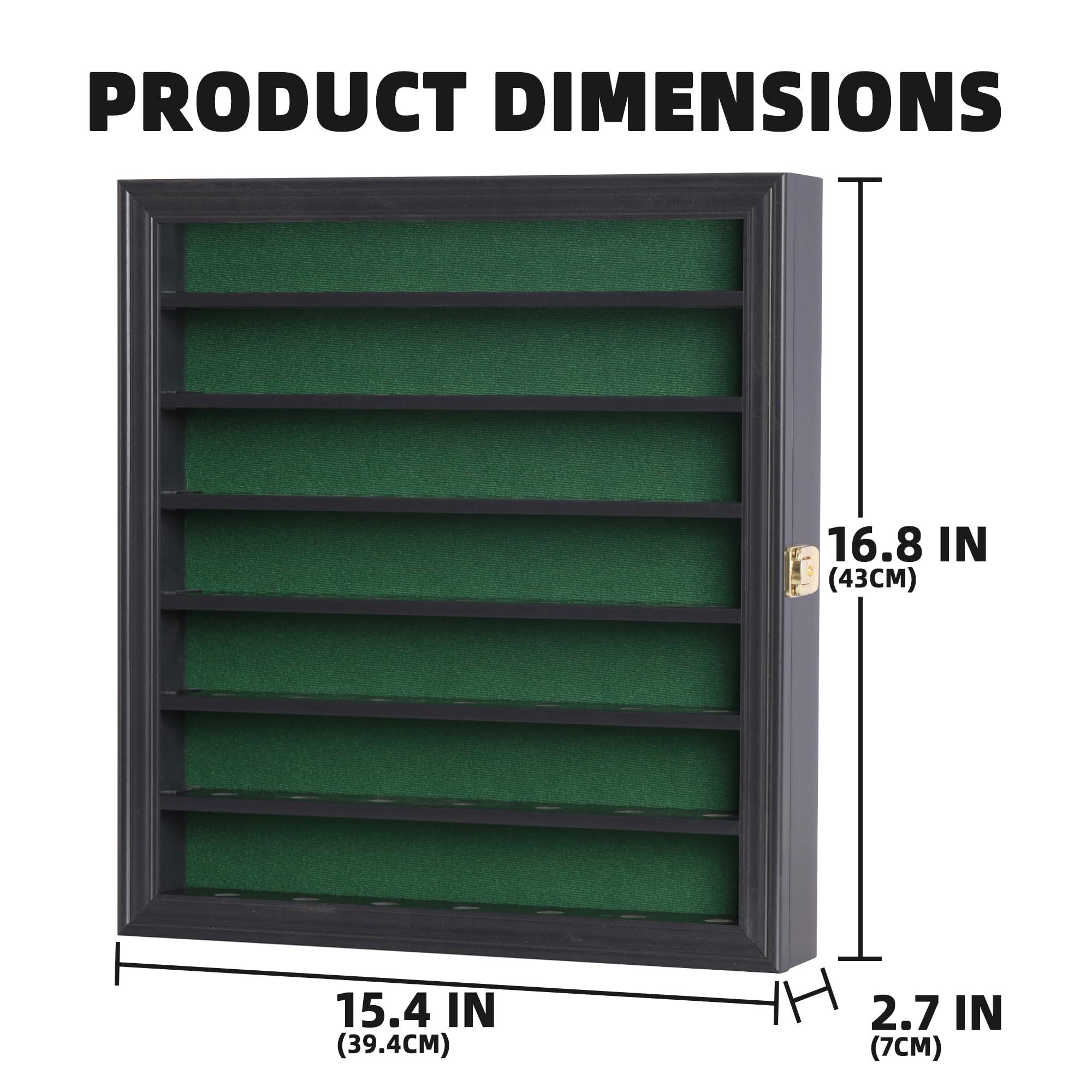 DisplayGifts DisplayGifts 49 Golf Ball Display Cabinet Stand Storage Wall Mounted 7 Shelves Display Case Shadow Box with Lockable Glass Door, Great Gift (49 Ball Holder, Black Finish)