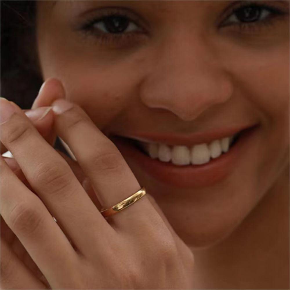 HUARJO HUARJO 2mm 4mm 6mm 8mm 18K Gold Tungsten Carbide Rings for Women Men Domed Polished Steel/Gold/Rose Gold Wedding Band Comfort Fit Size 5-13 (12.5, 4mm gold)