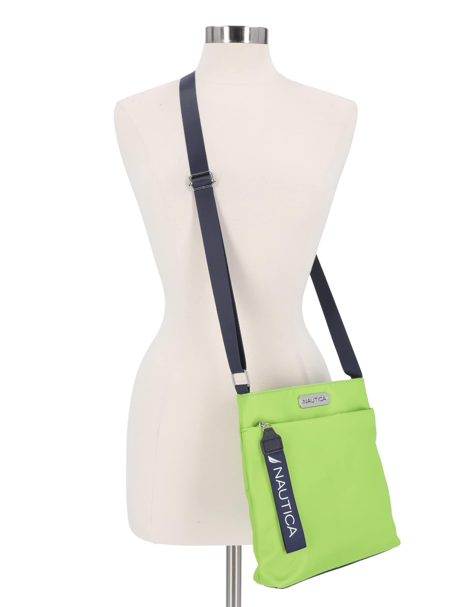 Nautica Nautica Diver Nylon Small Women's Crossbody Bag Purse with Adjustable Shoulder Strap, Lime