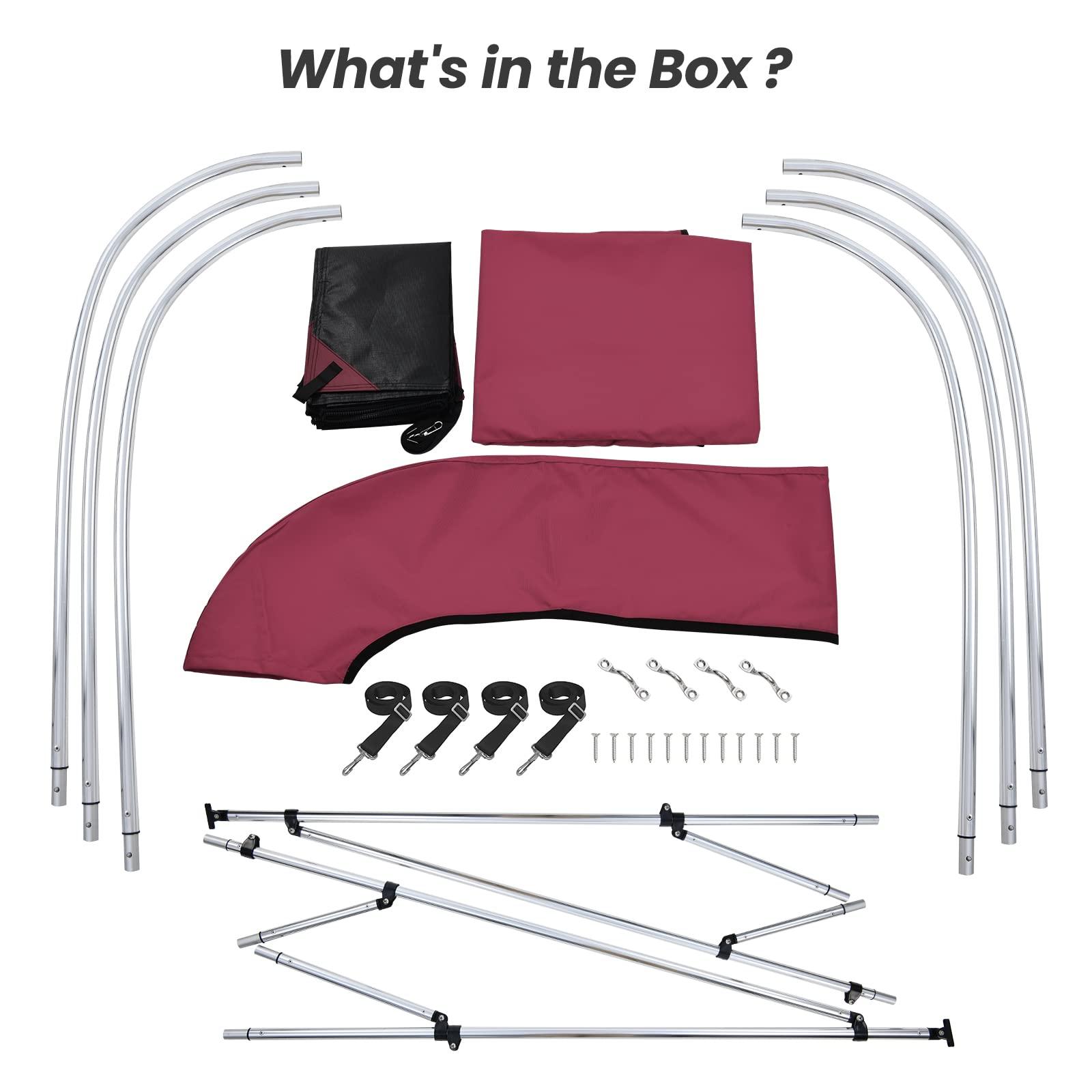 KAKIT KAKIT 3 4 Bow Bimini Tops for Boats with Mesh Sides Heavy Duty Cover Adjustable 4 Straps Zippered Storage Boot