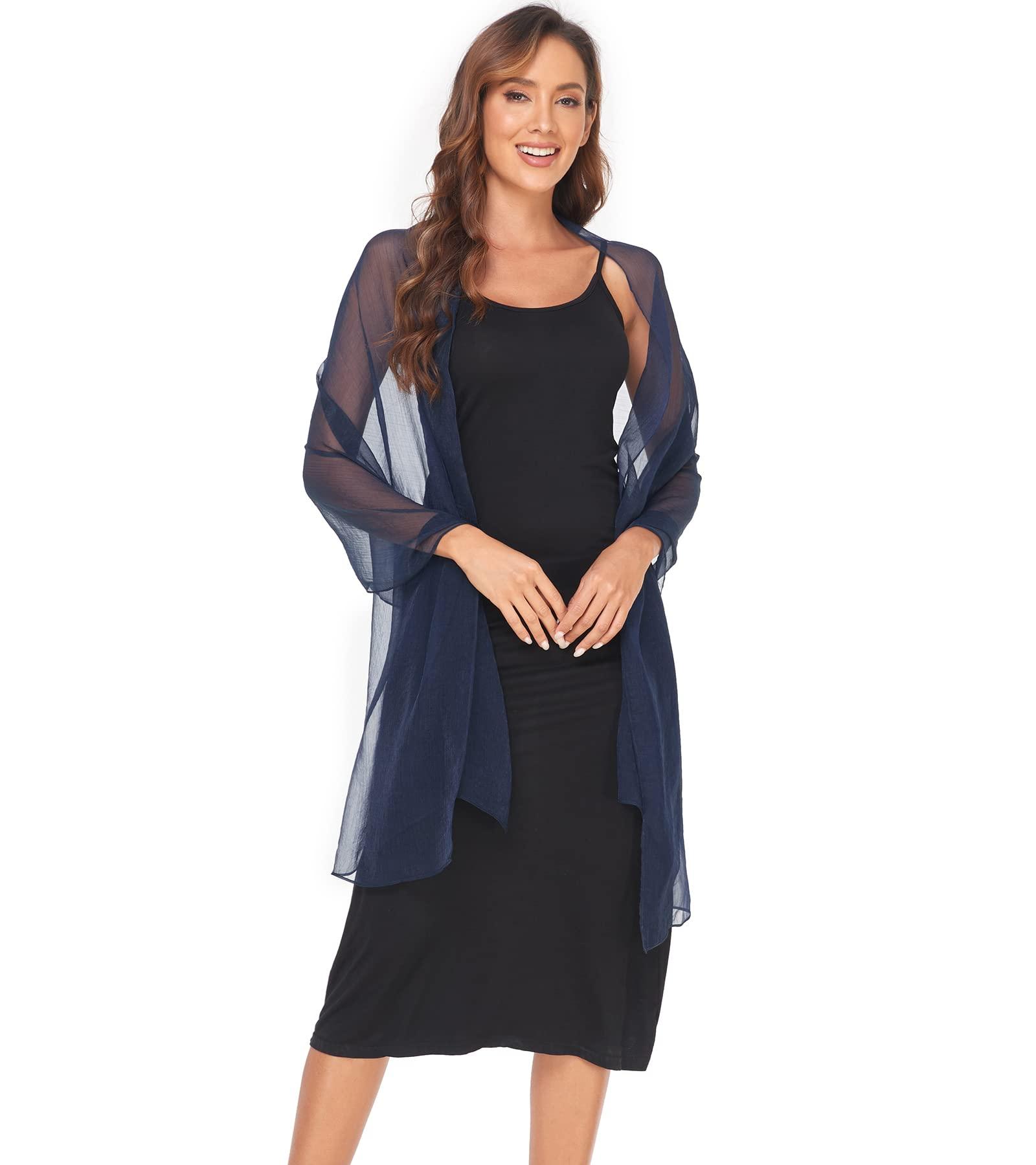 SURVODJA SURVODJA Women Shawls and Wraps for Evening Dress Lightweight Scarf Wedding Guest Shawl Wrap Bridesmaid Scarves(Navy Blue,79''18')