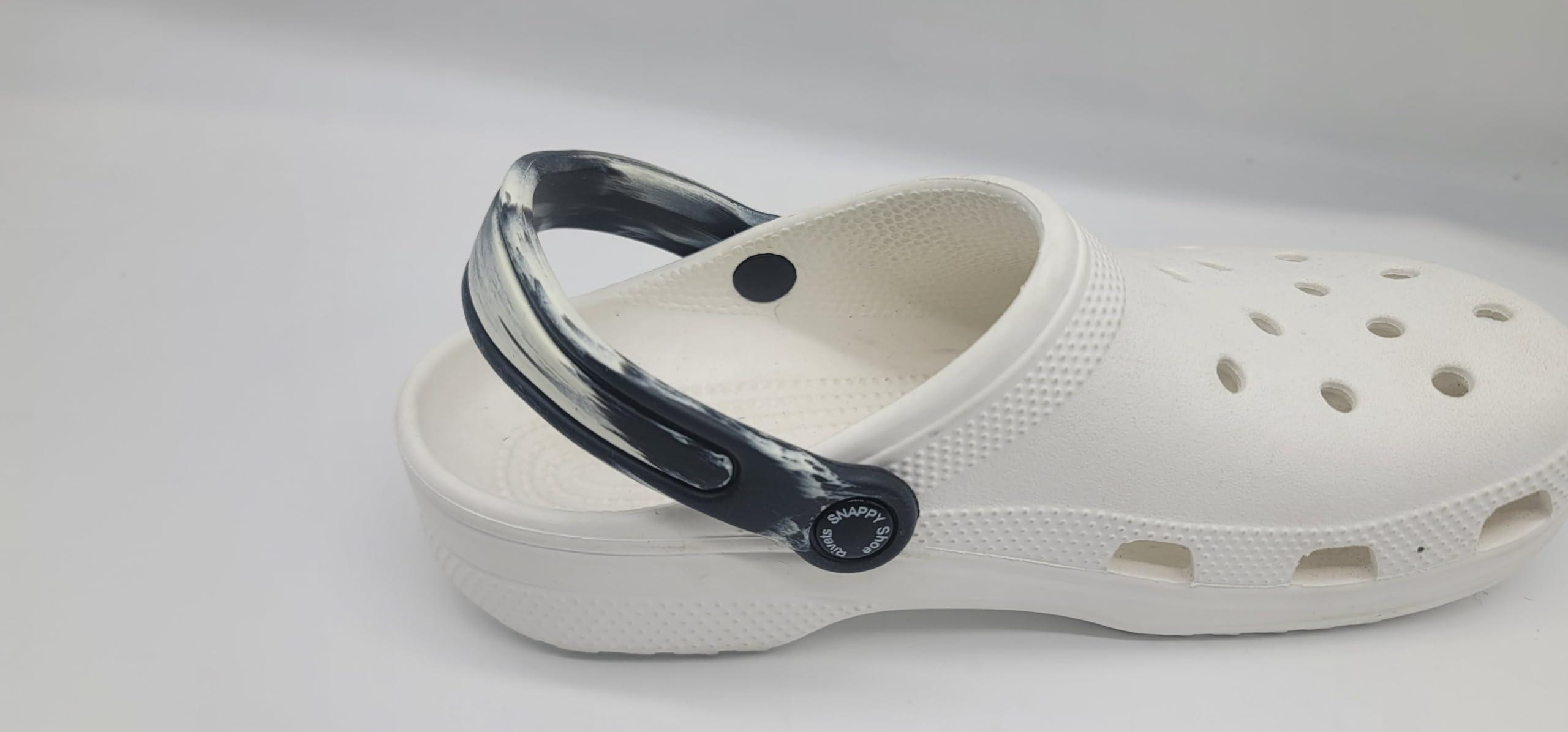 Snappy Shoe Rivets Snappy Straps for your Clogs or Croc (blackwhite, 8inches)