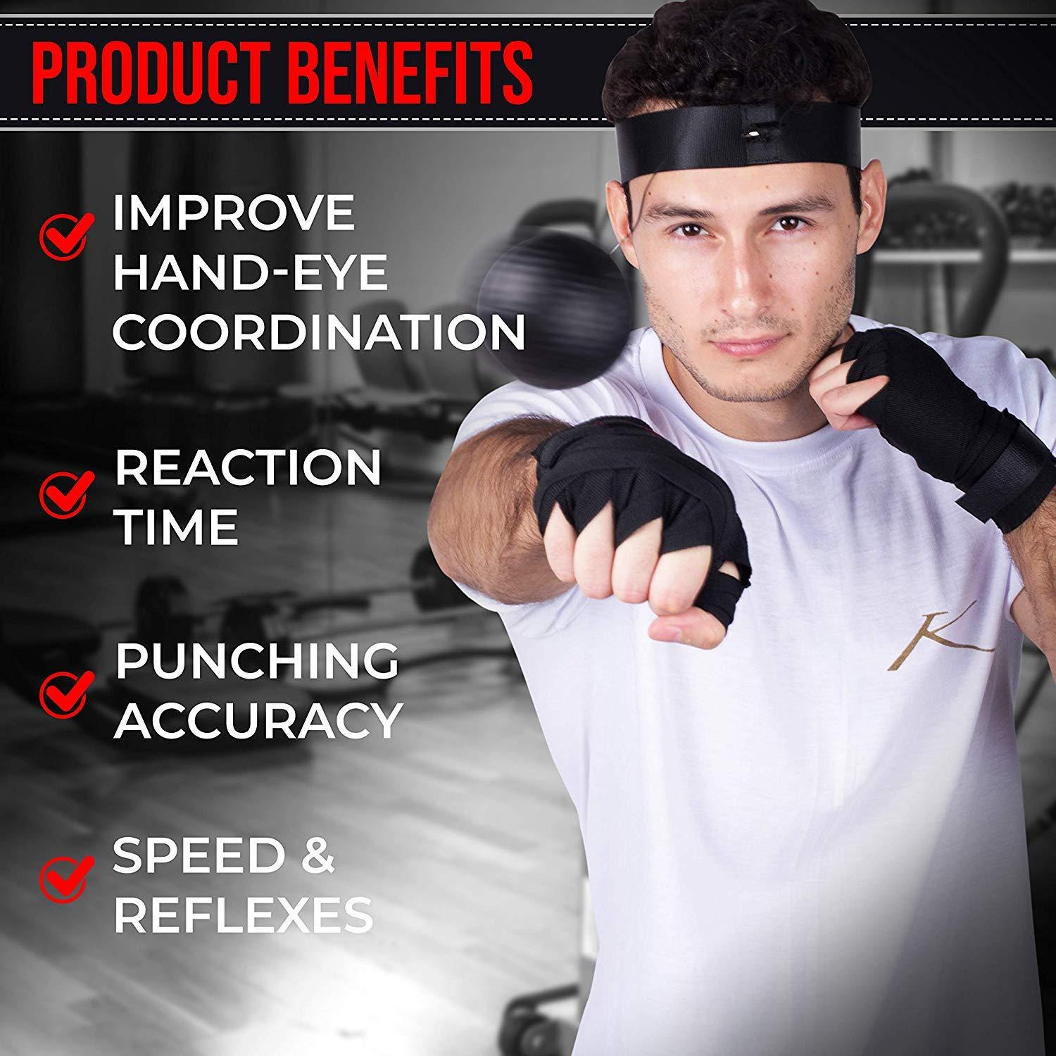 BOXERPOINT Boxerpoint Boxing Reflex Ball Boxing Ball Headband Boxing Game for Adults & Kids Hand Eye Coordination Training Boxing Equipment & MMA (Adults)