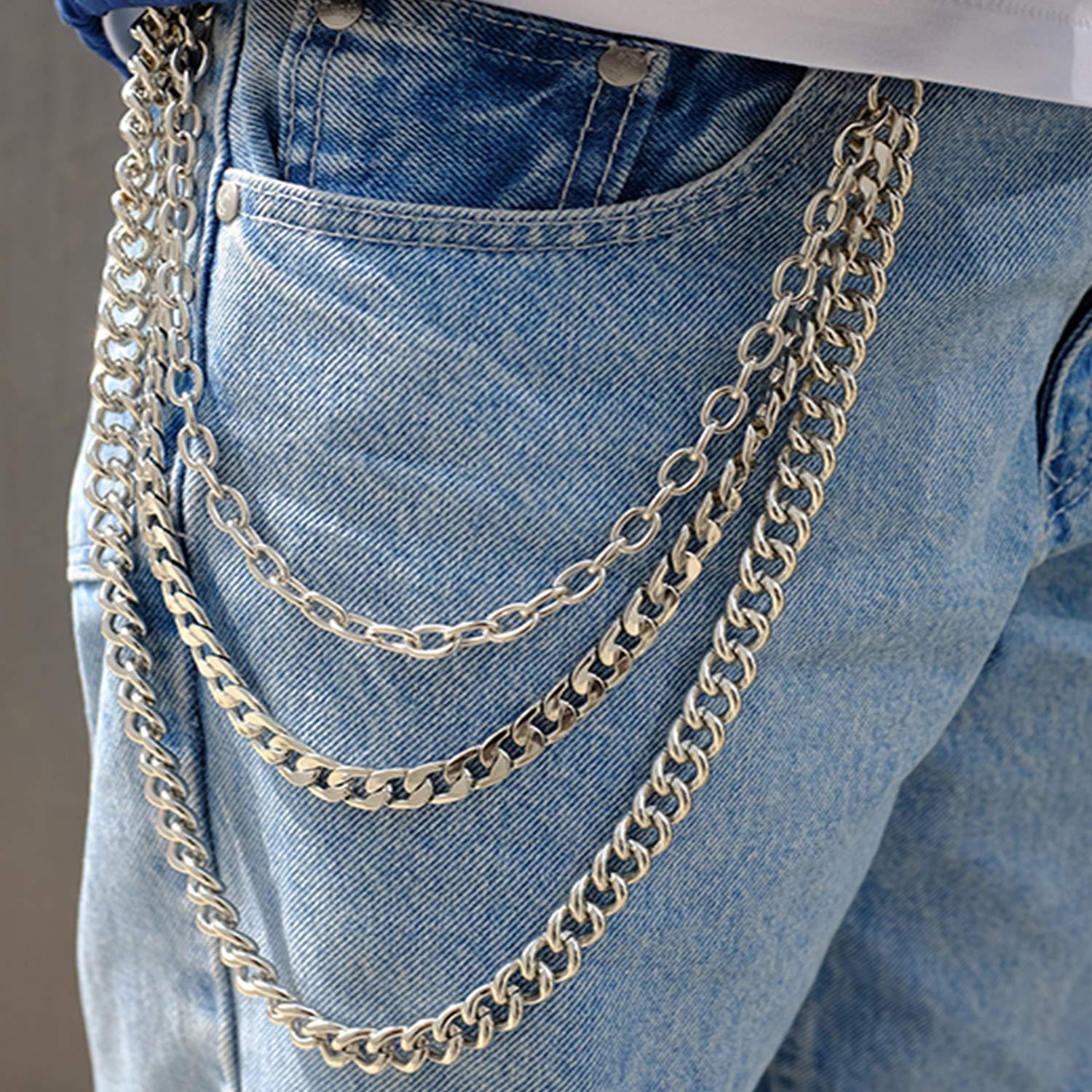 Lainrrew Lainrrew Trousers Chain, Pants Chain Belt Chain Wallet Chain Pocket Chain Hip Hop Punk Jeans Chain Key Chain Goth Accessories for Eboy Egirl Women Men (Silver)