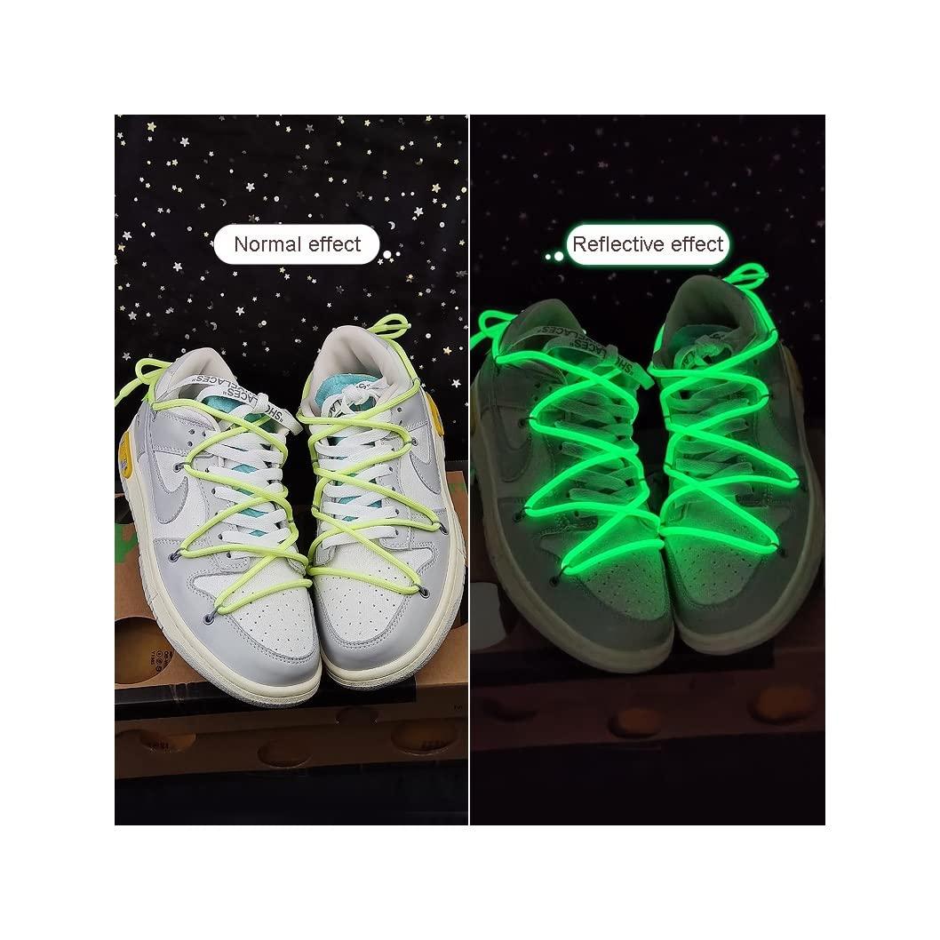 WALG Round Luminous Shoelaces Glow in The Dark Night Color Fluorescent Shoelace Sports Canvas Adult Children Shoe Laces (Color : White, Length : 120CM)
