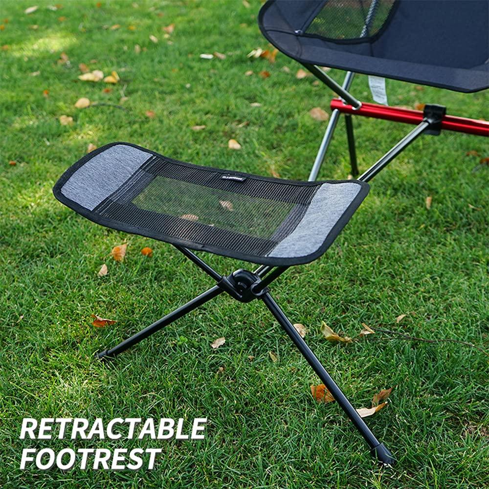 LSLANSOON Folding Attachable Footrest Leg Rest Camping Chair Accessories for Reclining Swing Chair Moon Chair Beach Chair (Black)