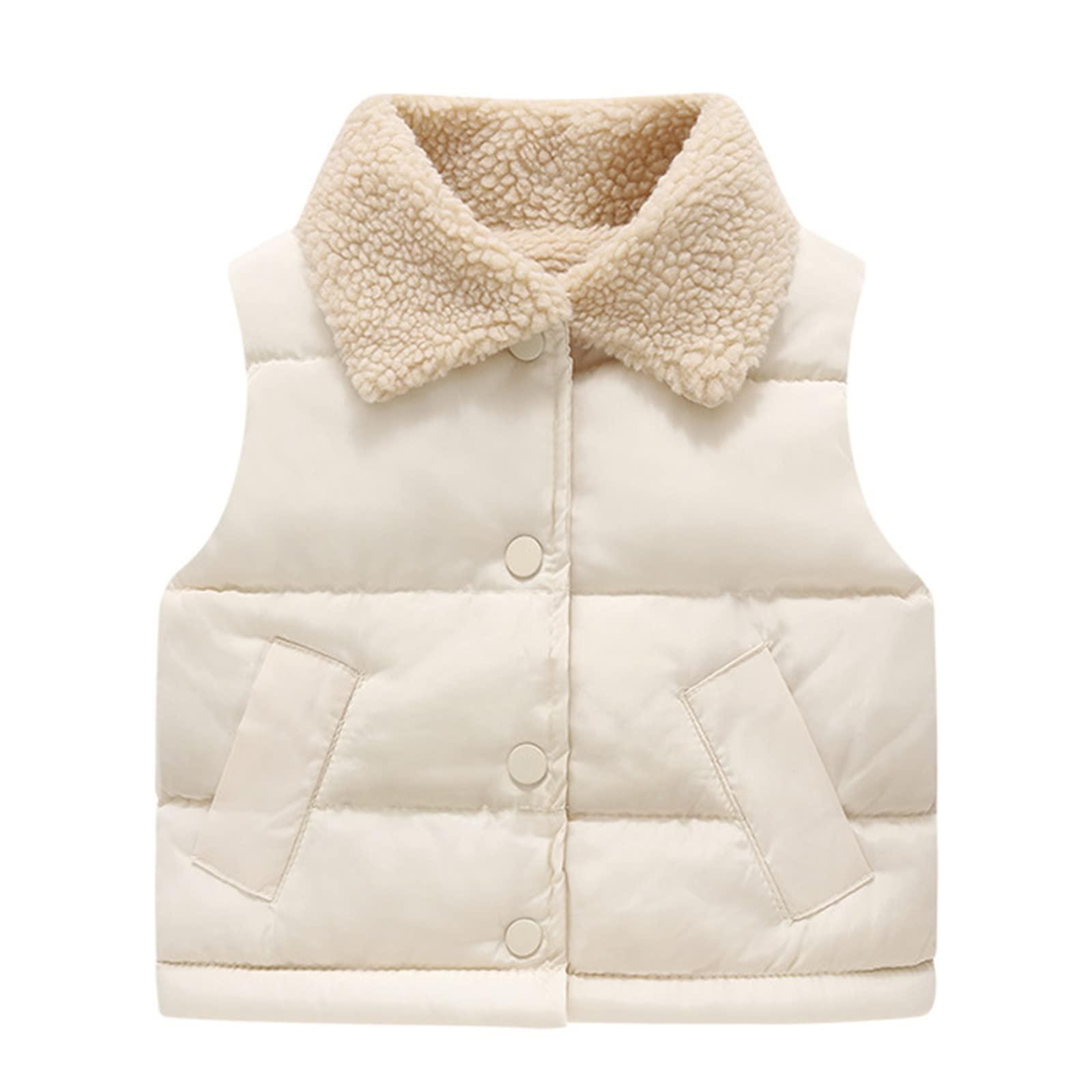 NineFit Basics Toddler Baby Boys Girls Sleeveless Jacket Vest Winter Solid Down Coats Ears Hooded Outer Outwear (White#02, 2-3 T)