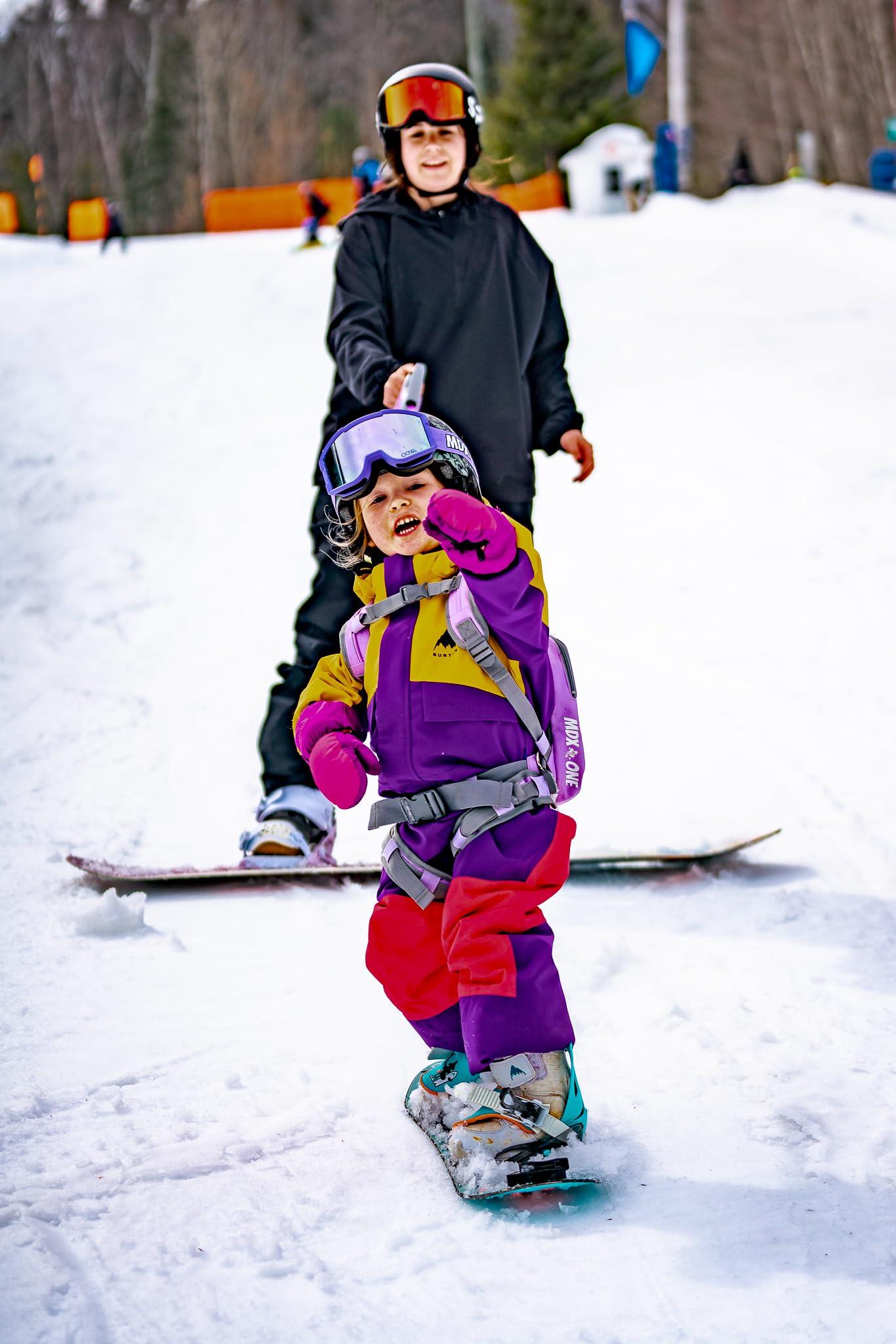 MDXONE MDXONE Kids Snowboard Ski harness Trainer with retractable leash and Absorb bungees (PINK)