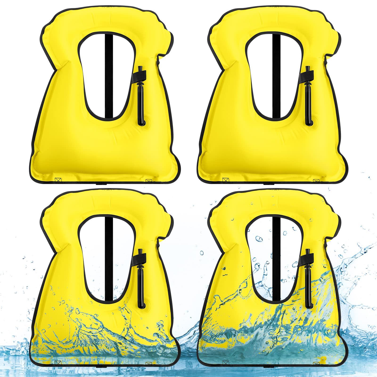 Jerify Jerify 4 Pcs Inflatable Snorkel Vest Adults, Portable Swim Vest Jackets, Adjustable Kayaking Jackets Safety Vests for Snorkeling Swimming Diving Surfing (Yellow)