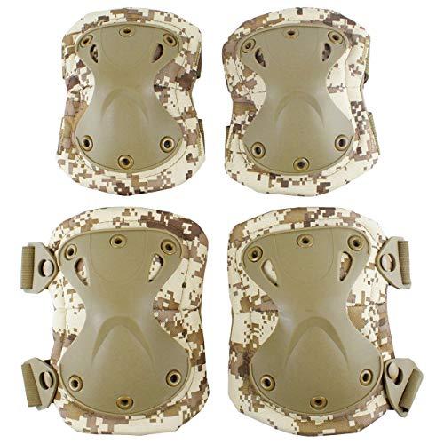 Aoutacc Aoutacc Tactical Combat Knee & Elbow Protective Pads Set for Outdoor CS Paintball Game Cycling Safety Skateboarding Gear Skates Knee Protection Guard Pads (DD)
