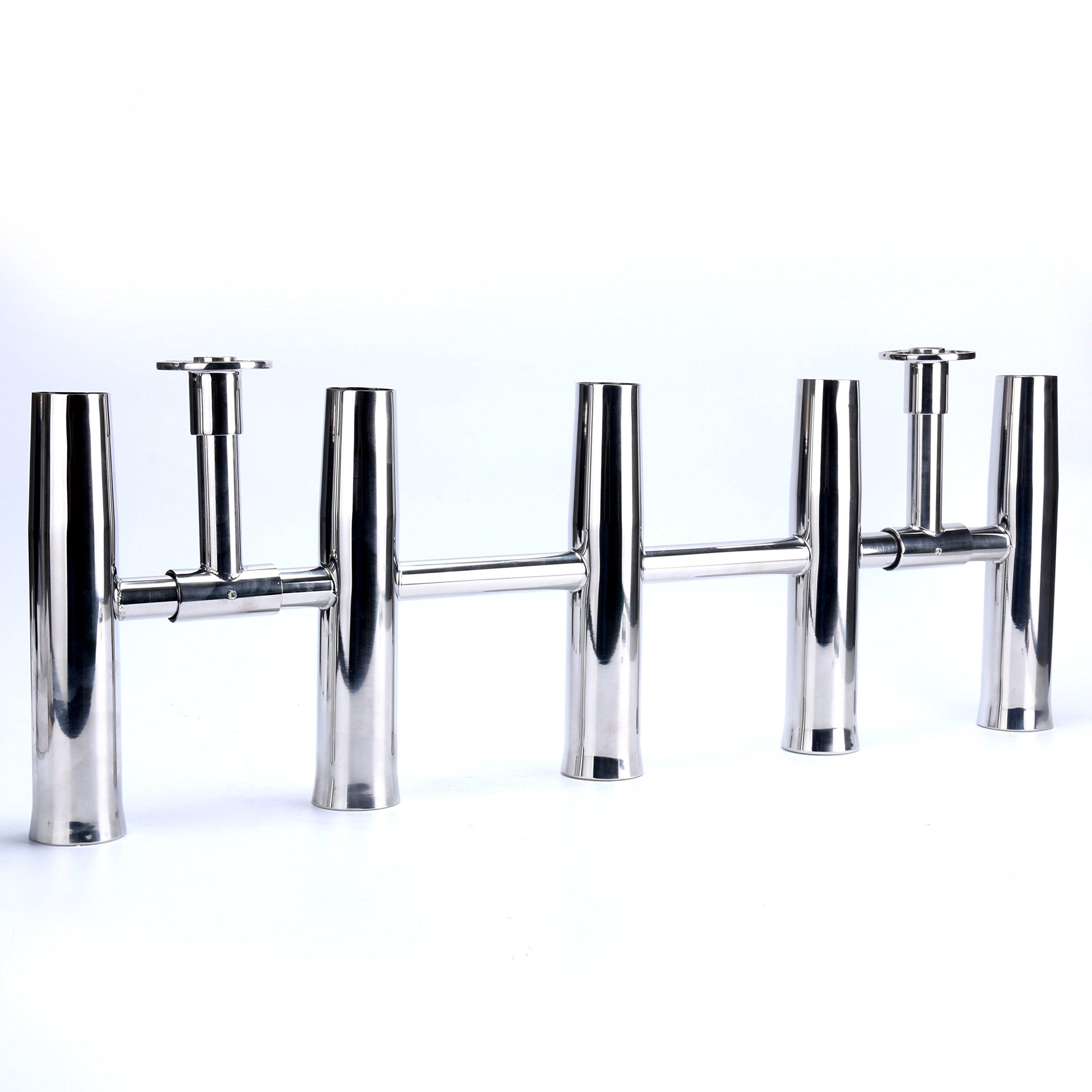 Amarine Made Amarine Made 5 Tube Adjustable Stainless Rocket Launcher Rod Holders , Can Be Rotated 360 Deg