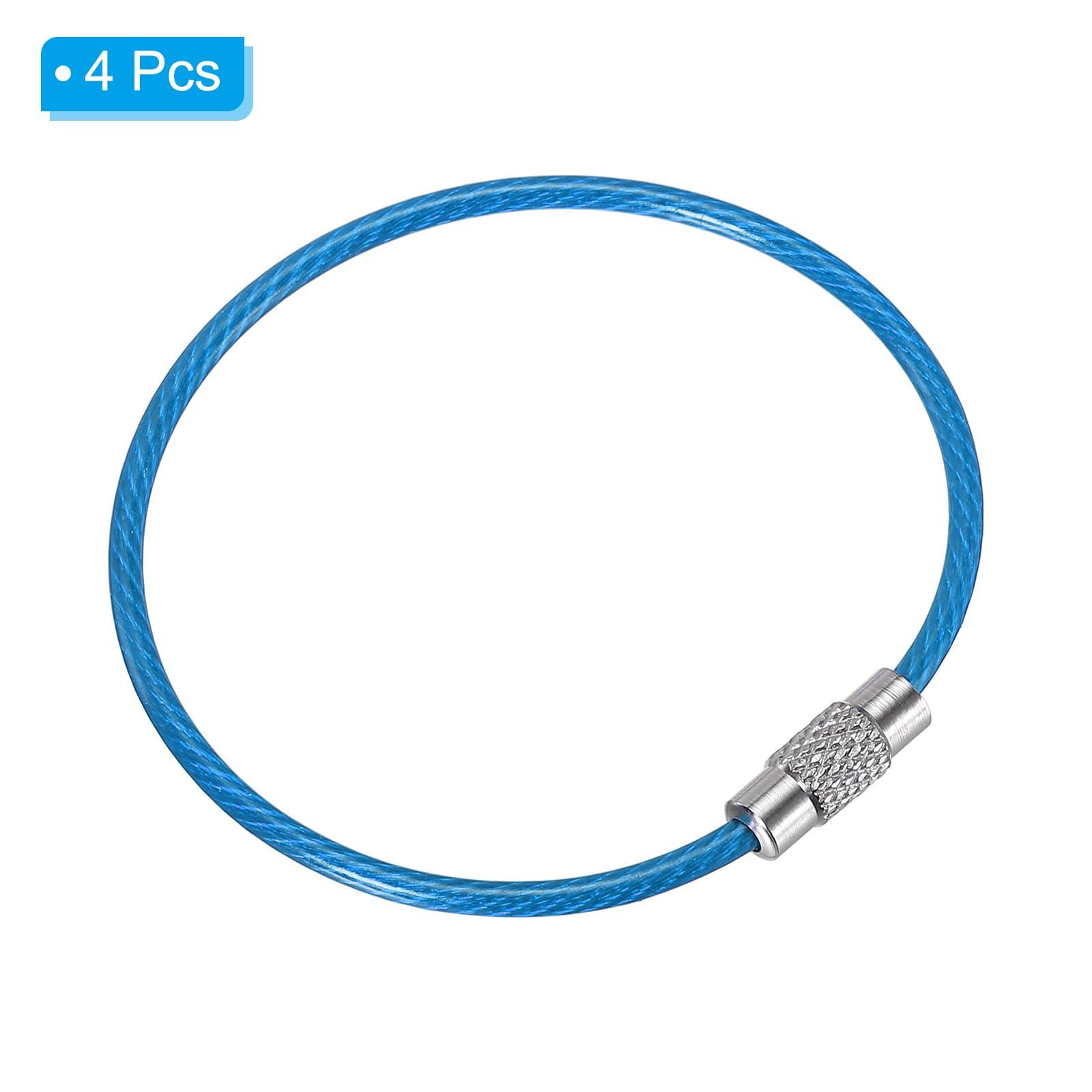 PATIKIL PATIKIL 6 Inch Length Wire Keychain Cable, 4 Pack Stainless Steel Key Ring Loop for Outdoor Hiking Sport, Sky Blue