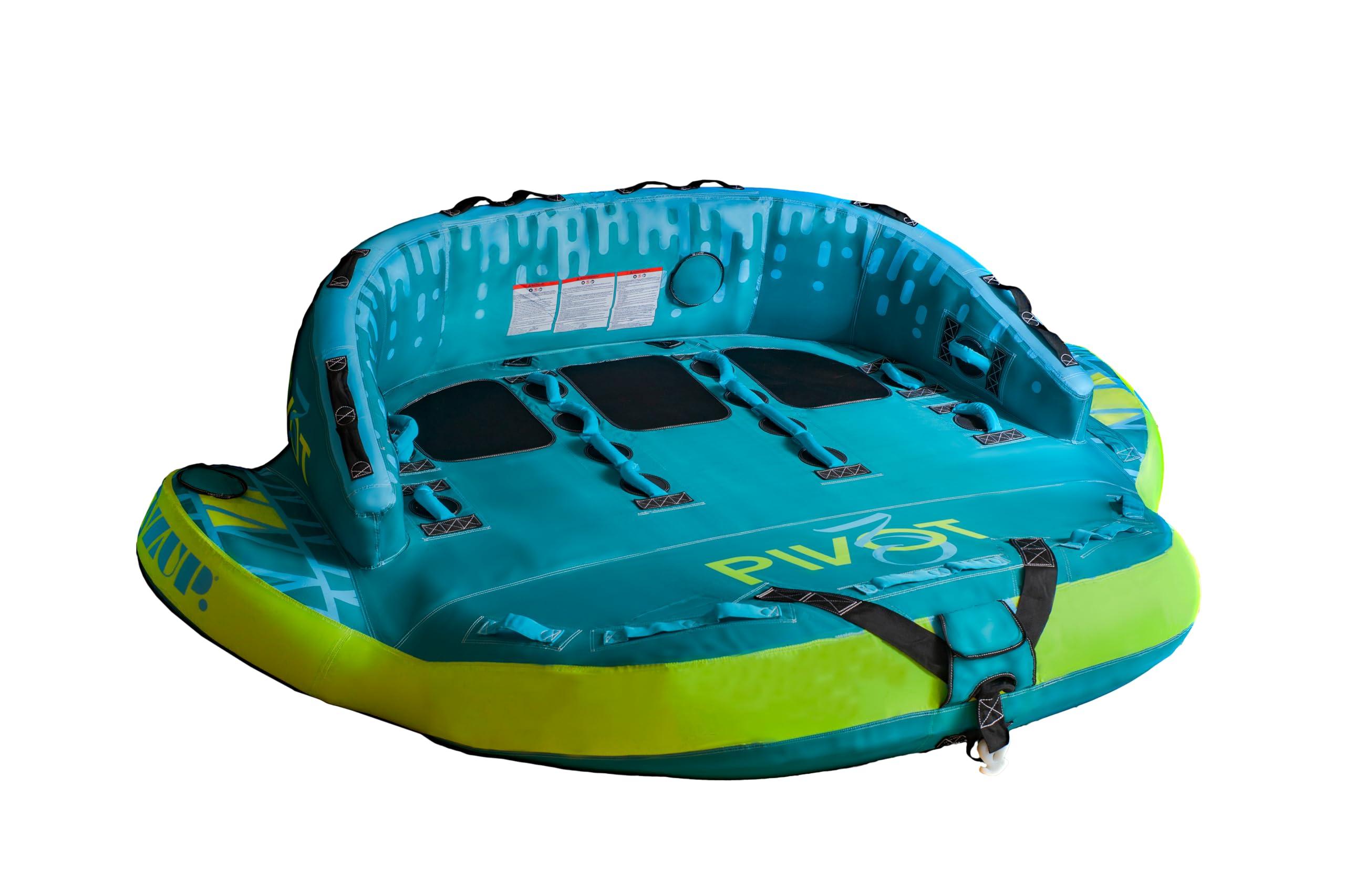 ZUP ZUP Pivot 3-Person Towable Heavy Duty Deck Tube for Boating with Dual Quick-Connect Tow Hooks | Full Nylon Cover, Neoprene Body Pads