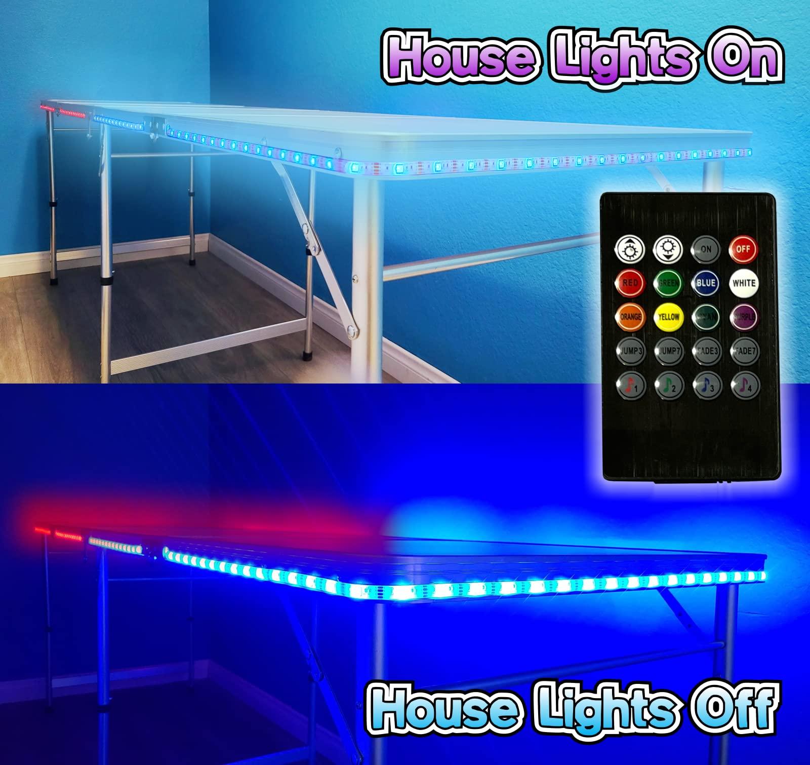PartyPongTables.com 8-Foot Professional Beer Pong Table w/Cup Holes & LED Lights - Seattle Hockey Rink