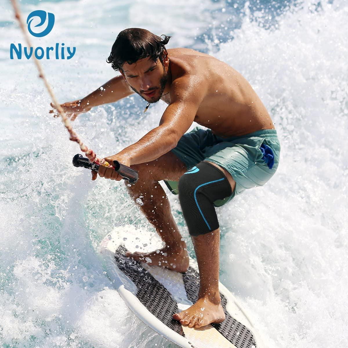 Nvorliy Nvorliy Knee Compression Brace Support for Swimming, Aquatic, Sailing, Scuba Diving, Surfing, Paddle Boarding, Kayaking, Water Sports or Injury Recovery - Water Resistant Sleeve, Fit Women & Men (S)